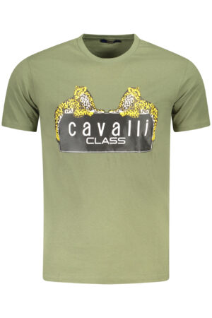 CAVALLI CLASS žali vyriški marškinėliai trumpomis rankovėmis