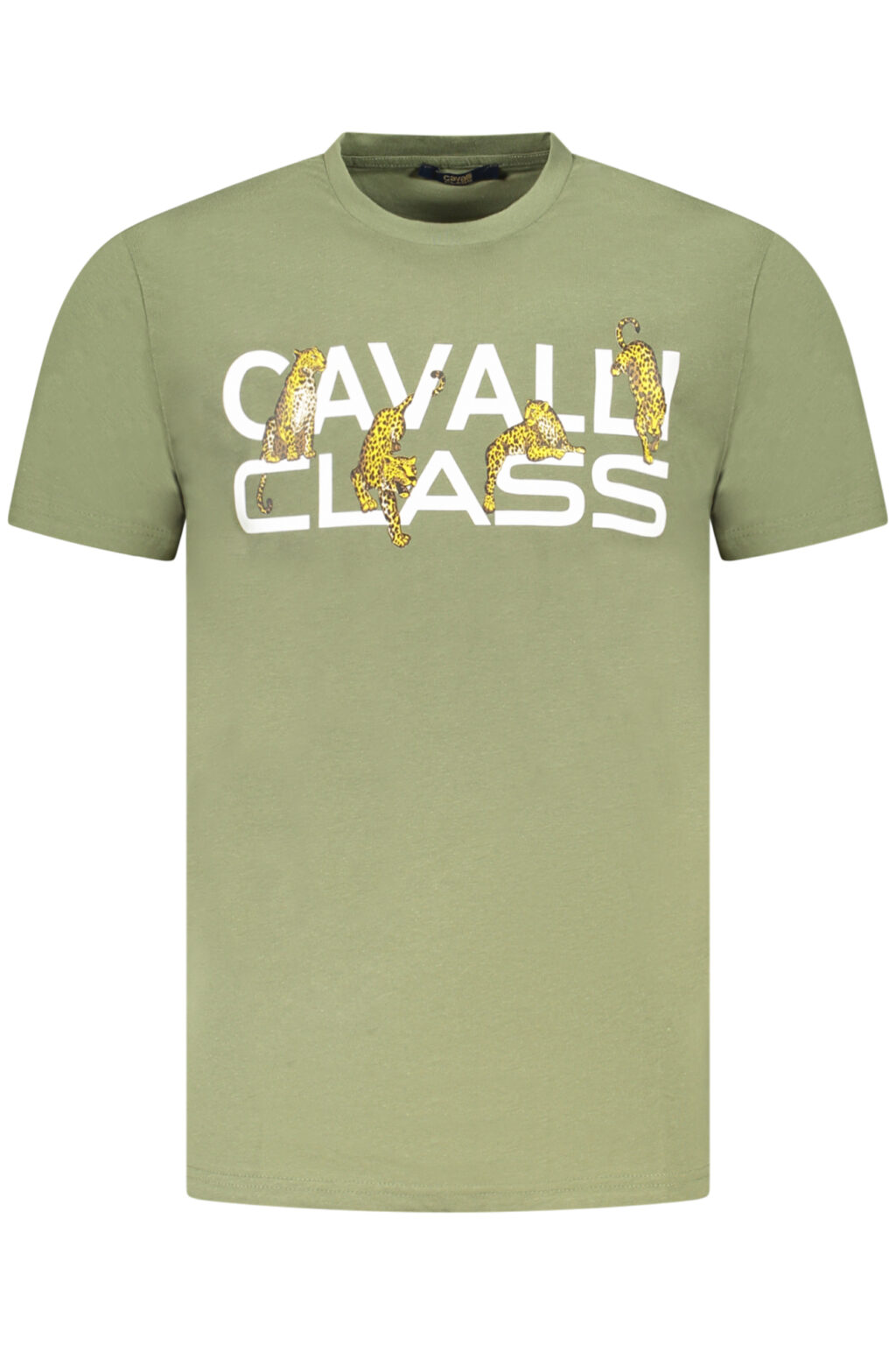 cavalliclasst-shirtmanichecorteuomoverde_1 CAVALLI CLASS žali vyriški marškinėliai trumpomis rankovėmis