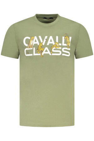 CAVALLI CLASS žali vyriški marškinėliai trumpomis rankovėmis