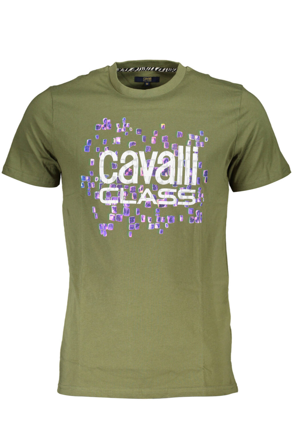 cavalliclasst-shirtmanichecorteuomoverde_1 CAVALLI CLASS žali vyriški marškinėliai trumpomis rankovėmis