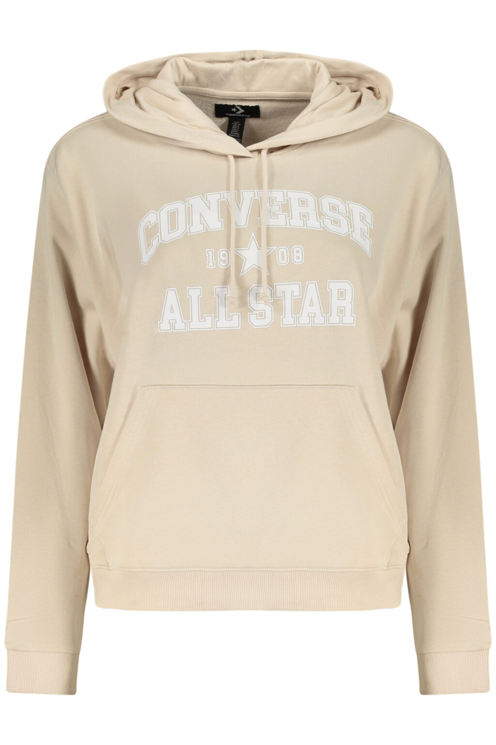 conversefelpasenzazipdonnabeige_1 CONVERSE smėlio spalvos moteriškas džemperis su gobtuvu ir užtrauktuku