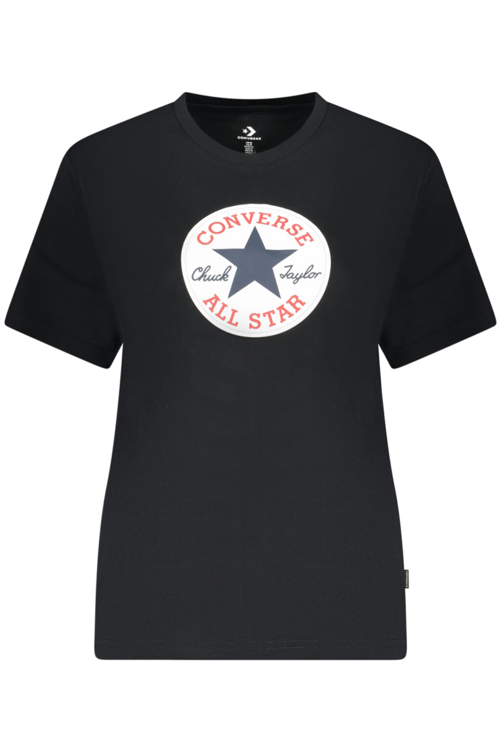 converset-shirtmanichecortedonnanero_1 CONVERSE juodi moteriški marškinėliai trumpomis rankovėmis