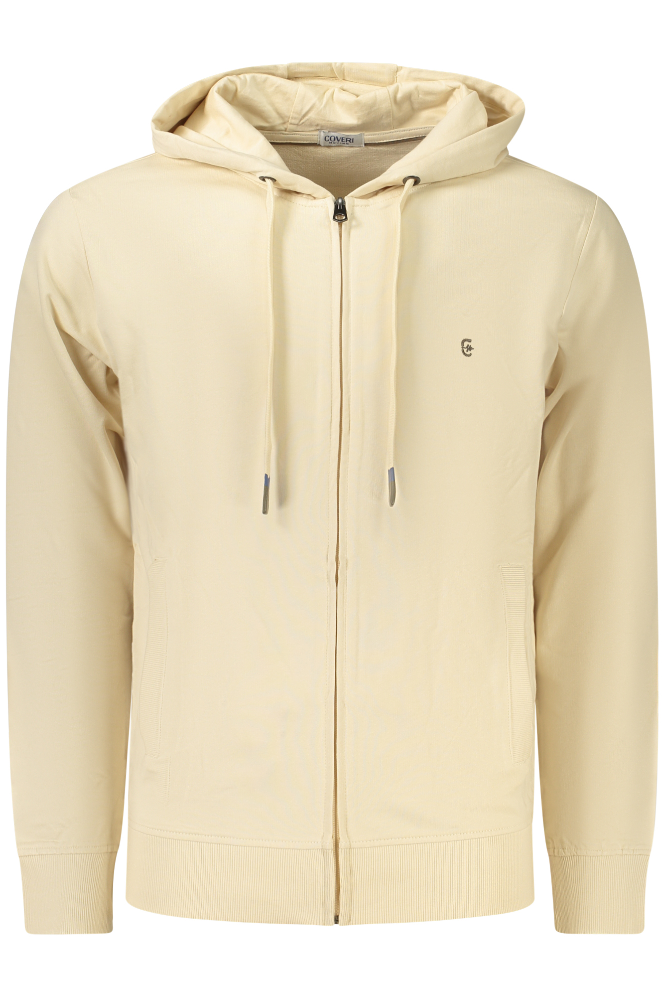 COVERI MOVING MEN'S BEIGE ZIP-UP SWEATSHIRT COVERI MOVING MEN'S BEIGE ZIP-UP SWEATSHIRT