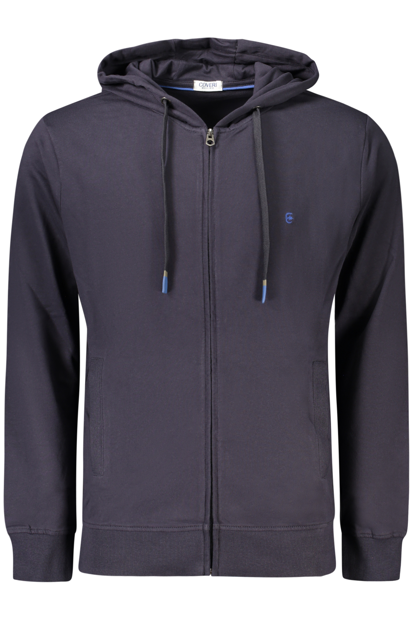 COVERI MOVING MEN'S BLUE ZIP-UP SWEATSHIRT COVERI MOVING MEN'S BLUE ZIP-UP SWEATSHIRT