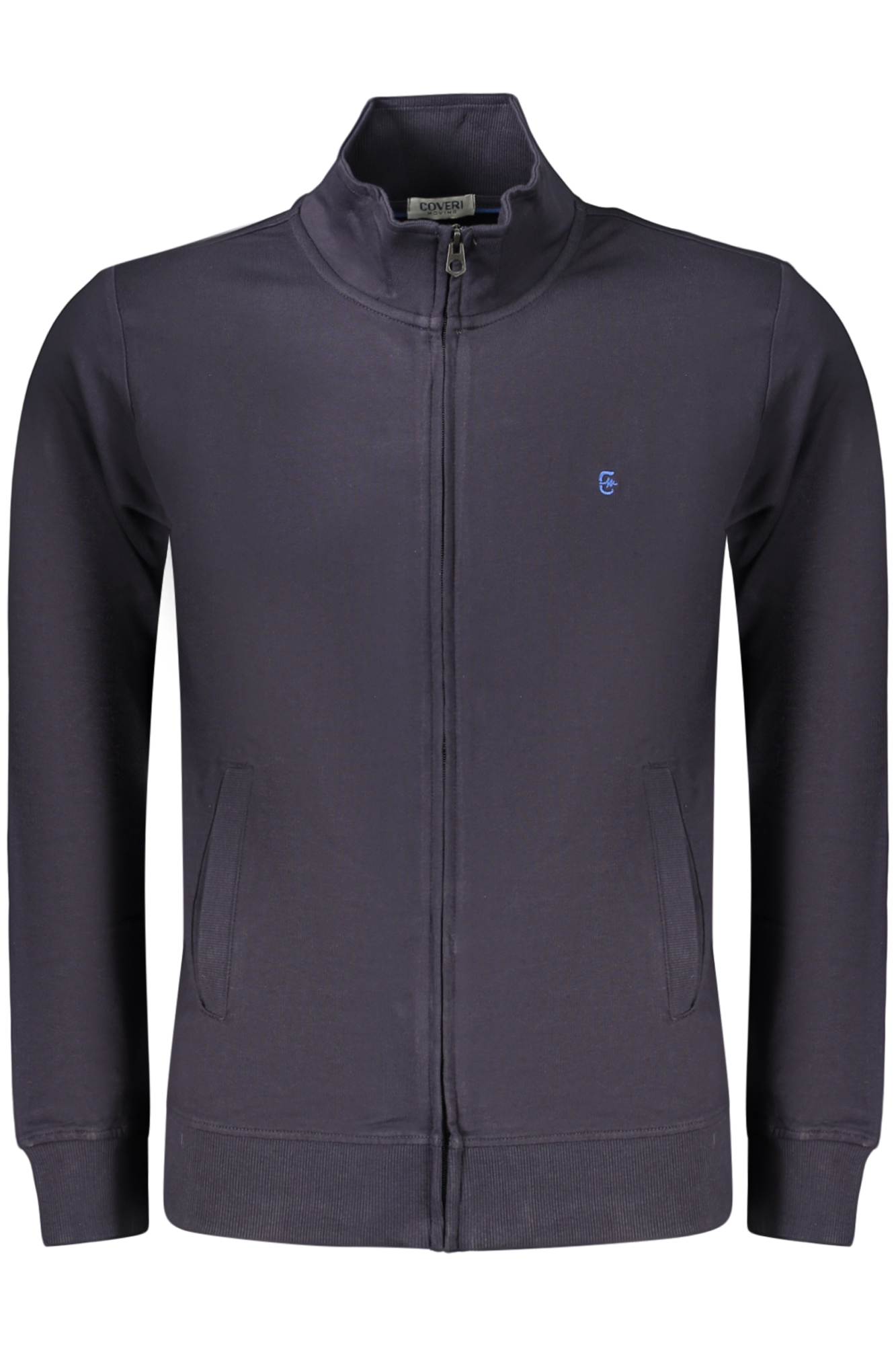 COVERI MOVING MEN'S BLUE ZIP-UP SWEATSHIRT COVERI MOVING MEN'S BLUE ZIP-UP SWEATSHIRT