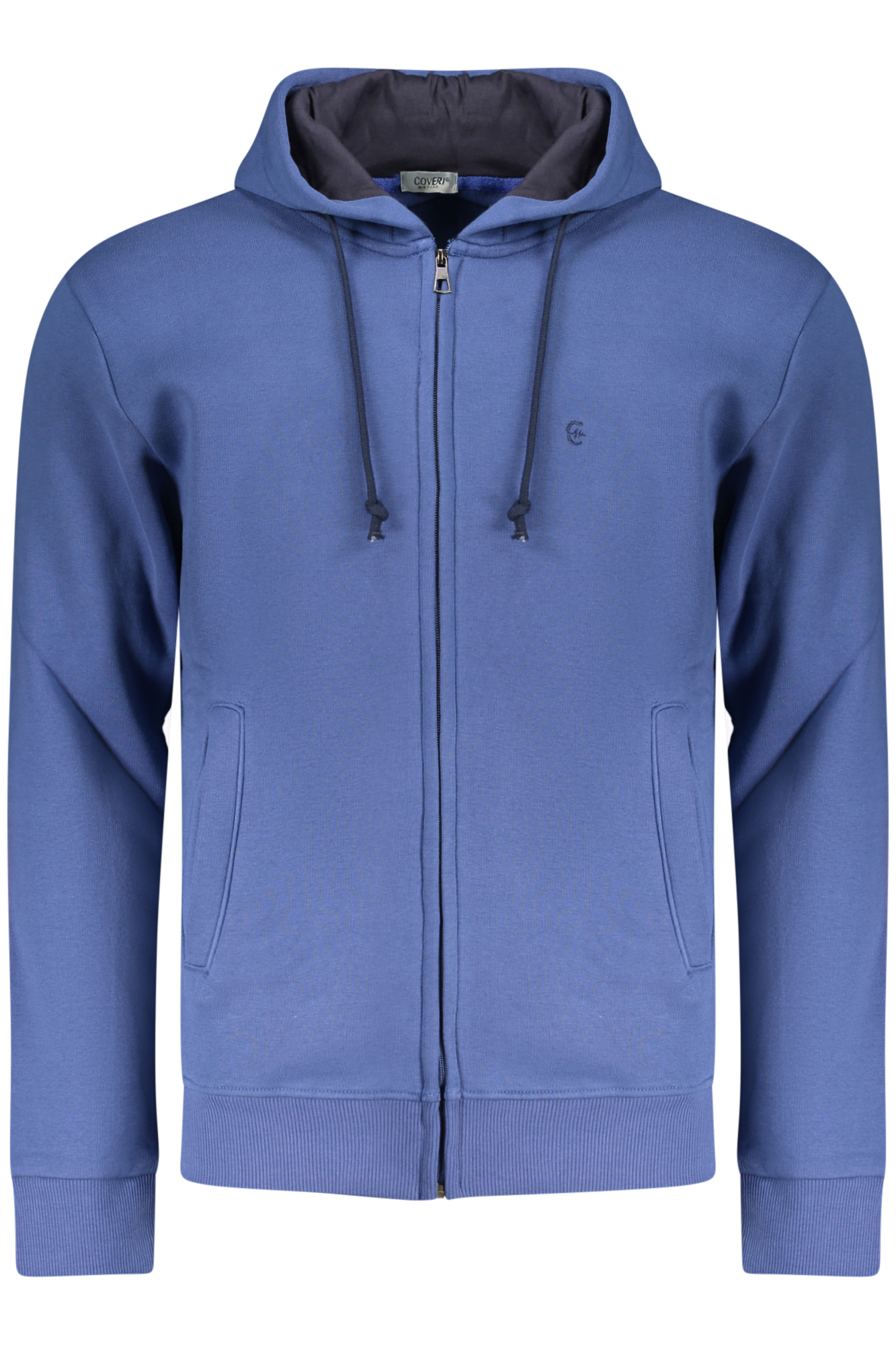 COVERI MOVING MEN'S BLUE ZIP-UP SWEATSHIRT COVERI MOVING MEN'S BLUE ZIP-UP SWEATSHIRT