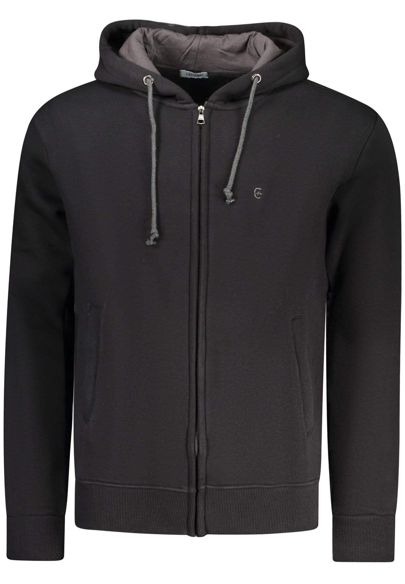 COVERI MOVING MEN'S BLACK ZIP-UP SWEATSHIRT