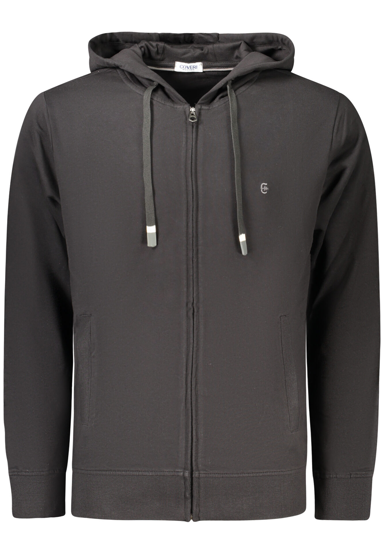 COVERI MOVING MEN'S BLACK ZIP-UP SWEATSHIRT