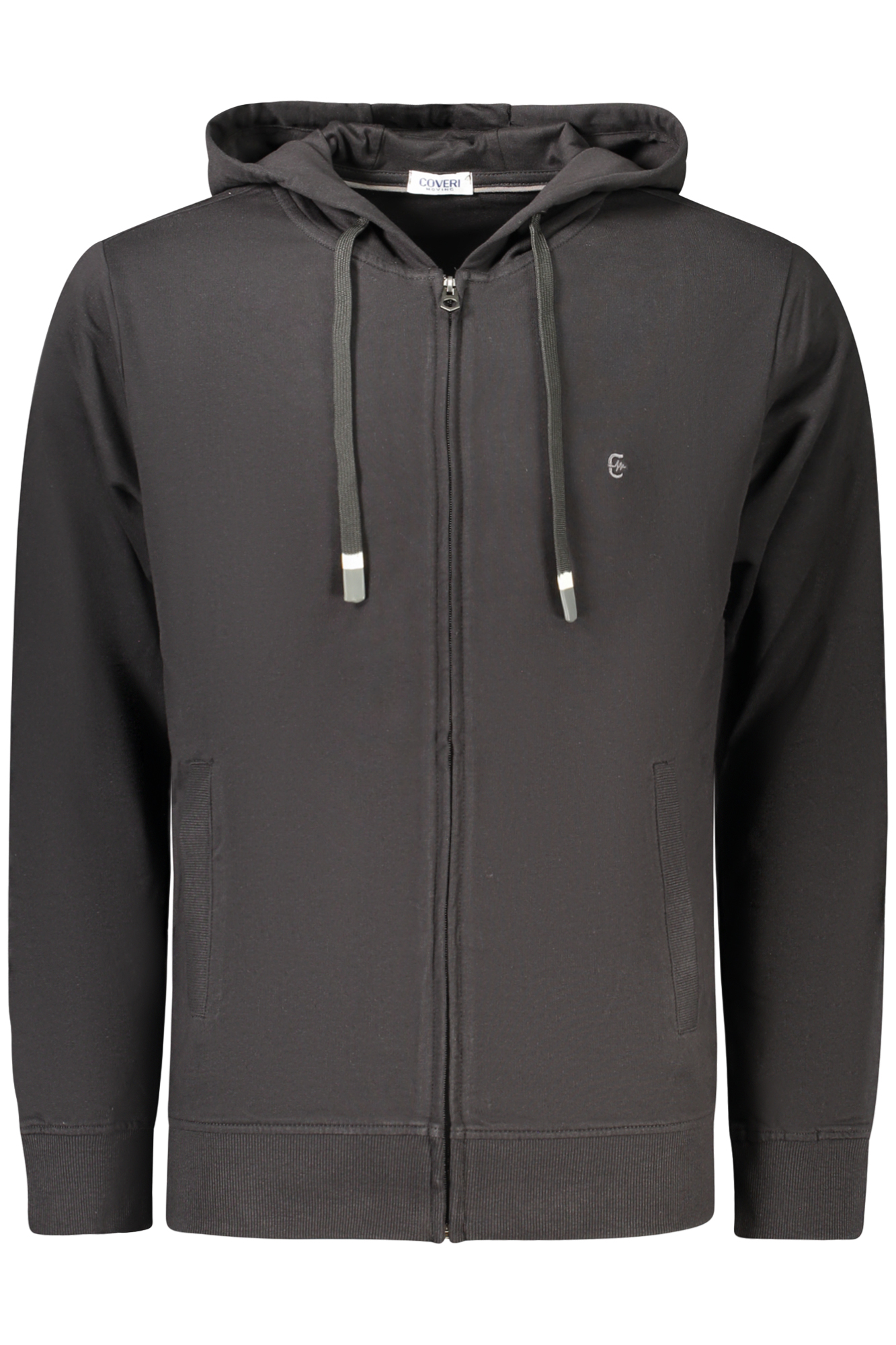 COVERI MOVING MEN'S BLACK ZIP-UP SWEATSHIRT COVERI MOVING MEN'S BLACK ZIP-UP SWEATSHIRT