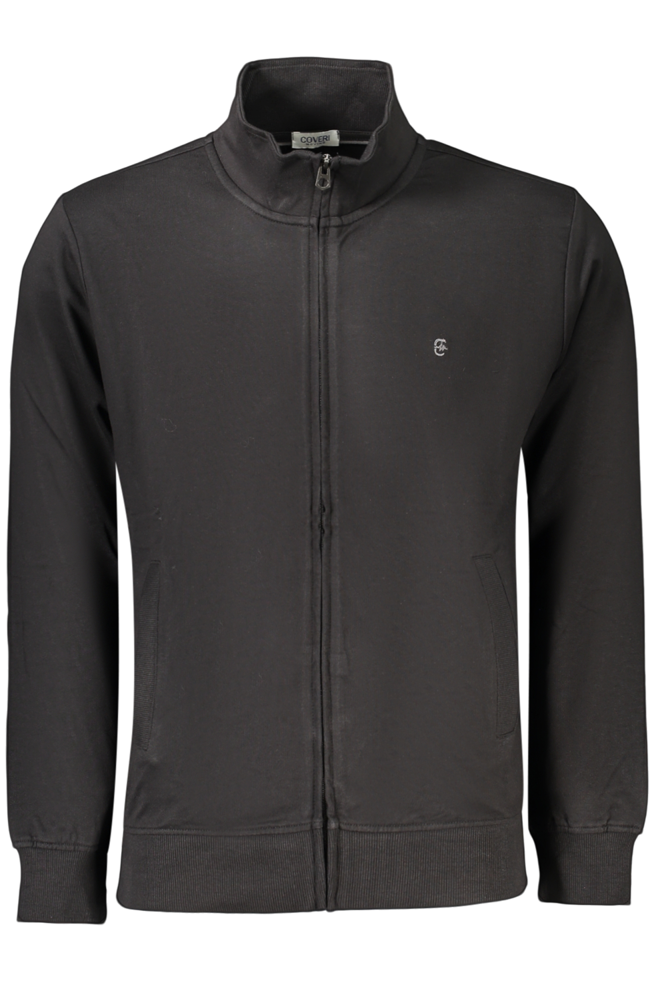 COVERI MOVING MEN'S BLACK ZIP-UP SWEATSHIRT COVERI MOVING MEN'S BLACK ZIP-UP SWEATSHIRT