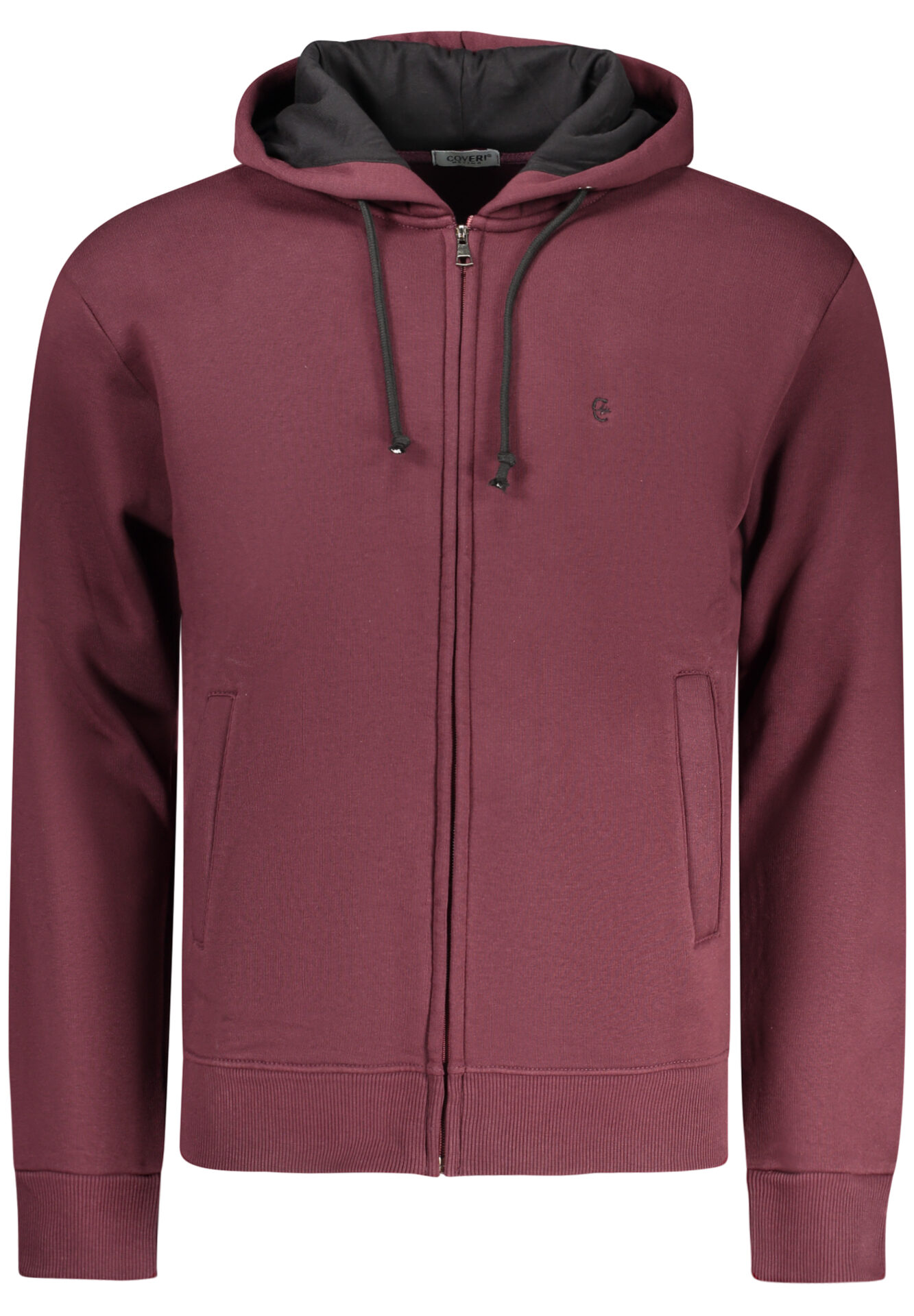 COVERI MOVING MEN'S RED ZIP-UP SWEATSHIRT