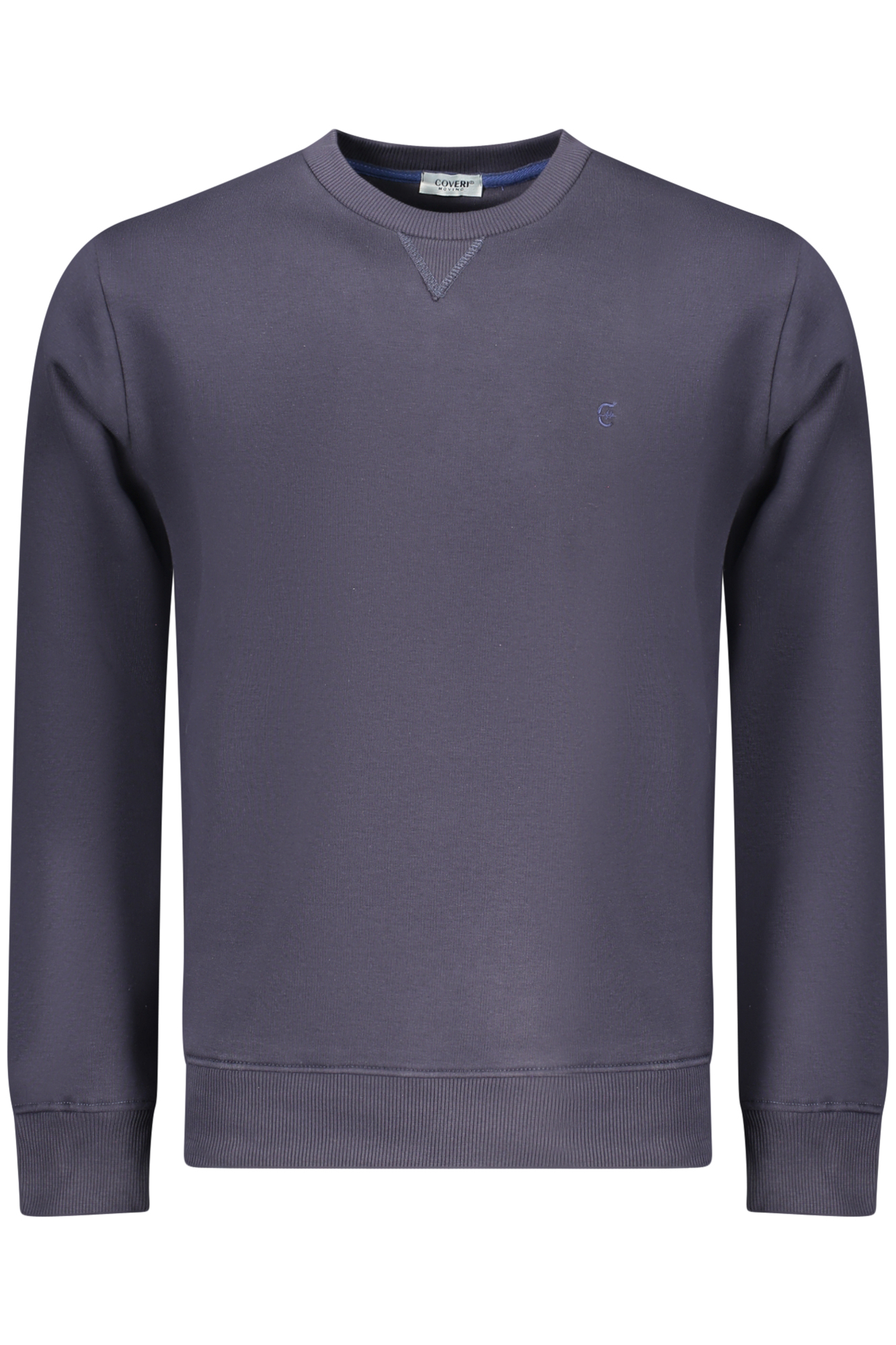 COVERI MOVING MEN'S BLUE ZIP-LESS SWEATSHIRT COVERI MOVING MEN'S BLUE ZIP-LESS SWEATSHIRT