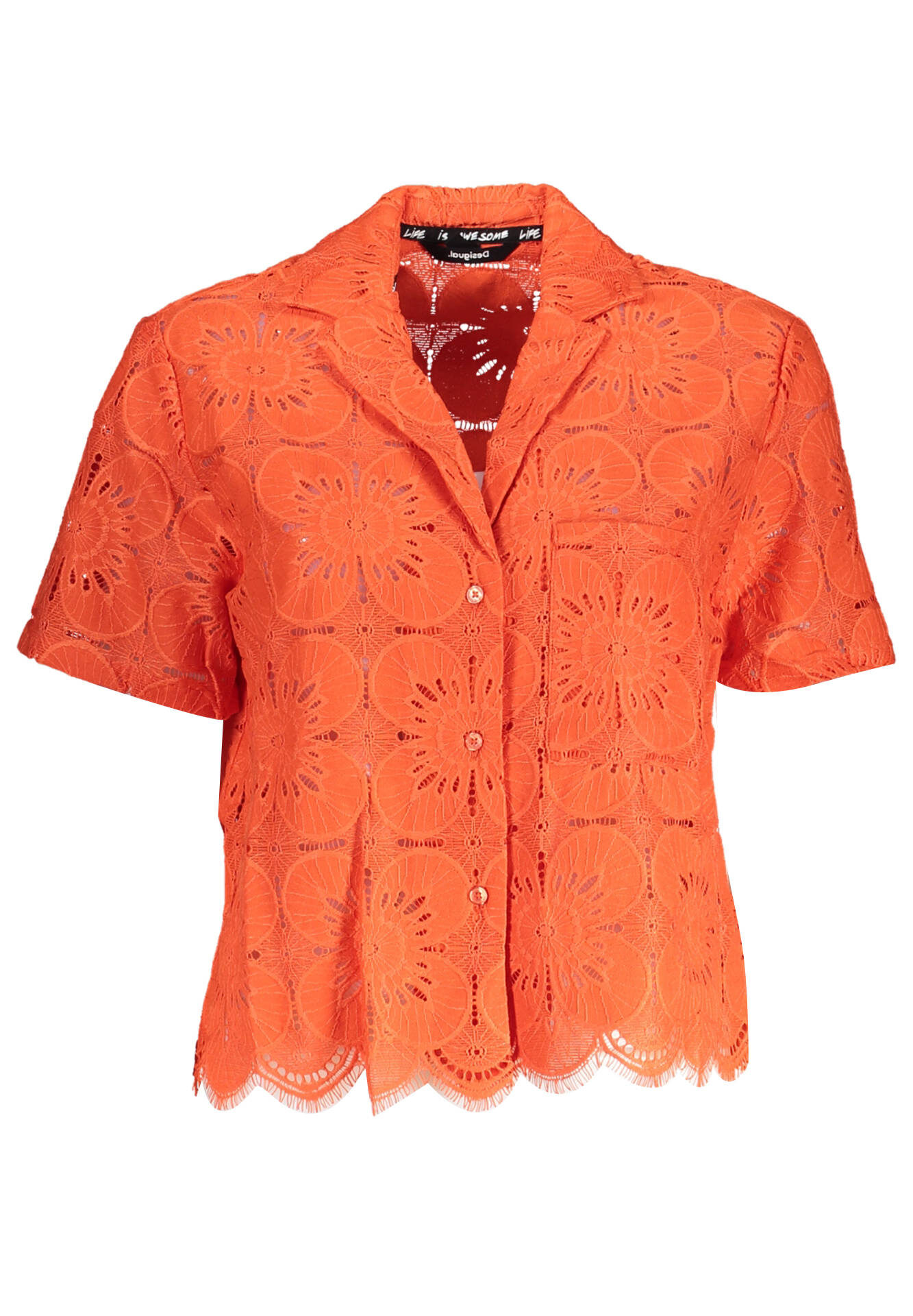 DESIGUAL ORANGE WOMEN'S SHORT SLEEVED SHIRT