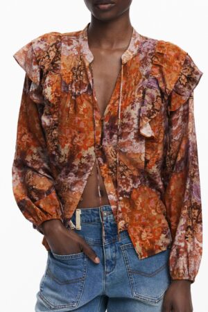 DESIGUAL WOMEN'S LONG-SLEEVED SHIRT, ORANGE