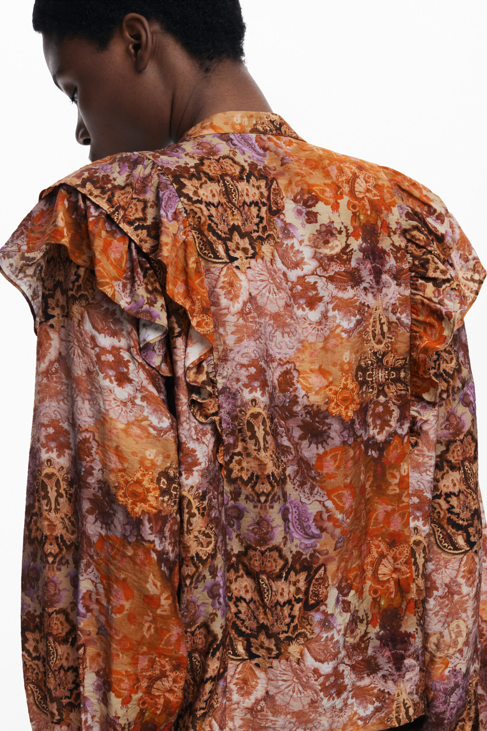 DESIGUAL WOMEN'S LONG-SLEEVED SHIRT, ORANGE DESIGUAL WOMEN'S LONG-SLEEVED SHIRT, ORANGE - Image 3
