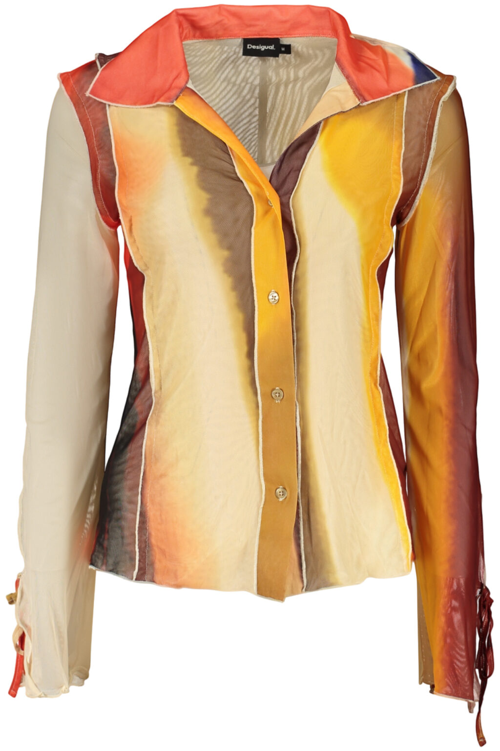 desigualcamiciamanichelunghedonnabeige_1 DESIGUAL smėlio spalvos moteriški marškiniai ilgomis rankovėmis
