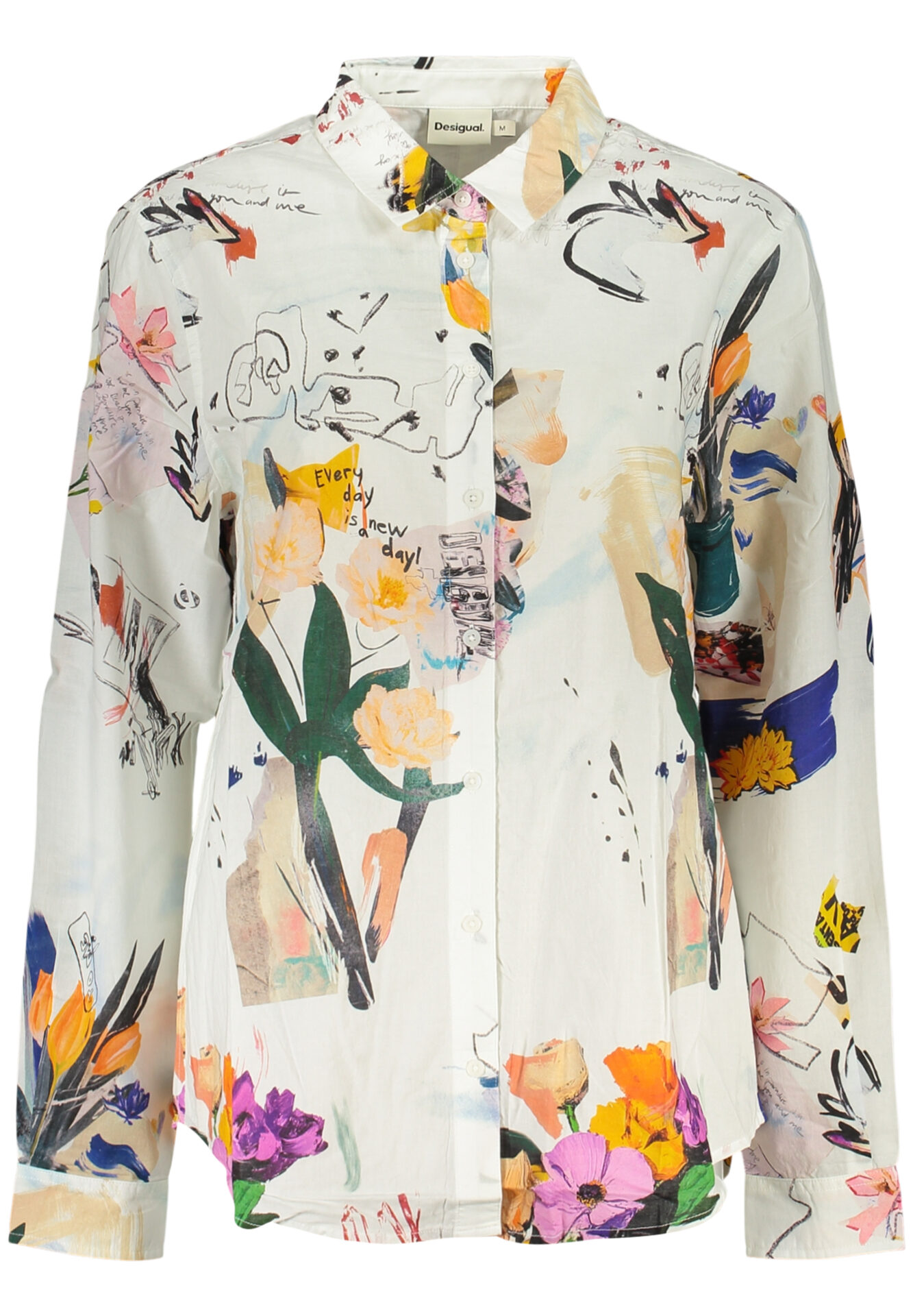 DESIGUAL WOMEN'S LONG-SLEEVED SHIRT WHITE