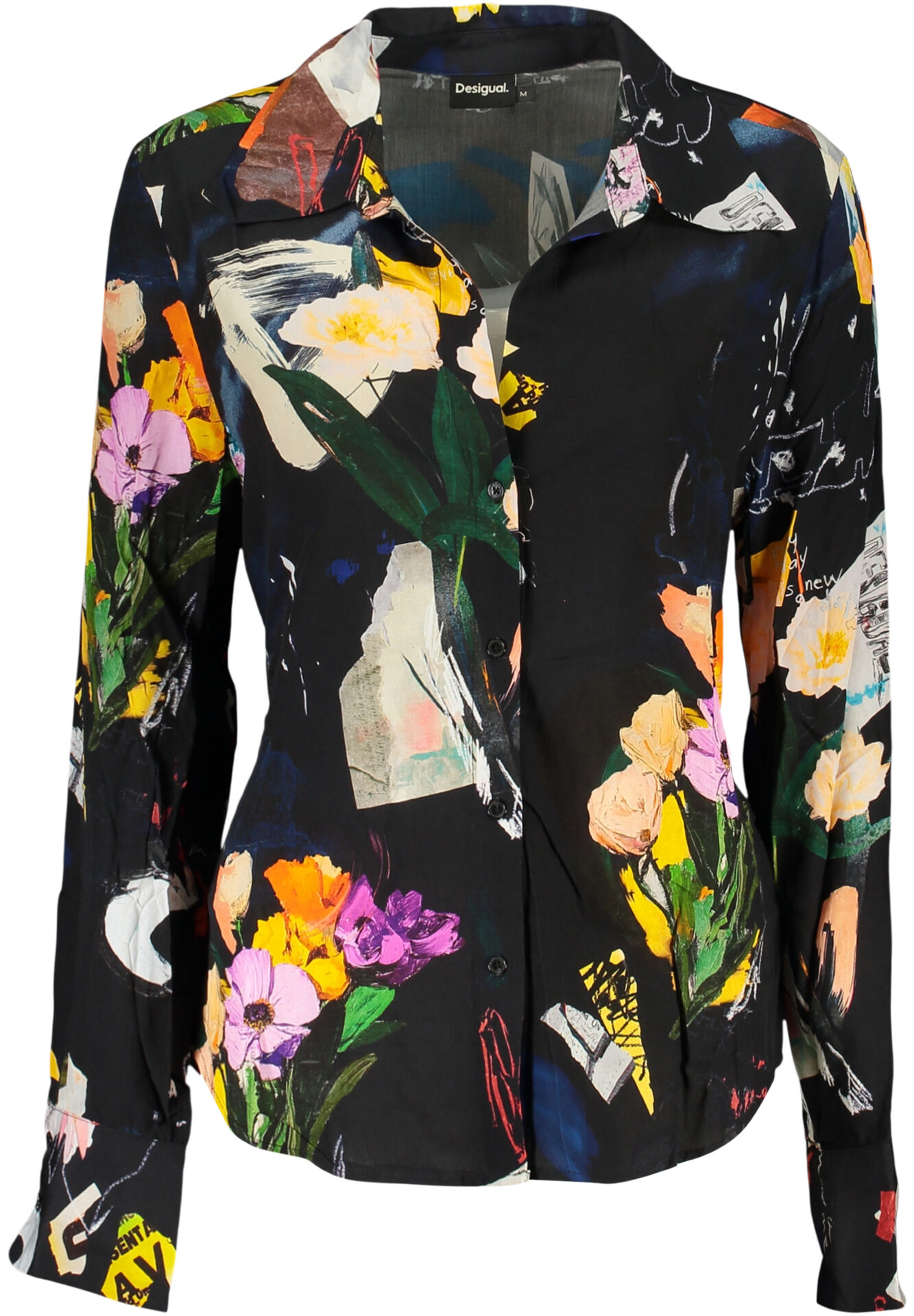DESIGUAL WOMEN'S LONG-SLEEVED SHIRT, BLACK