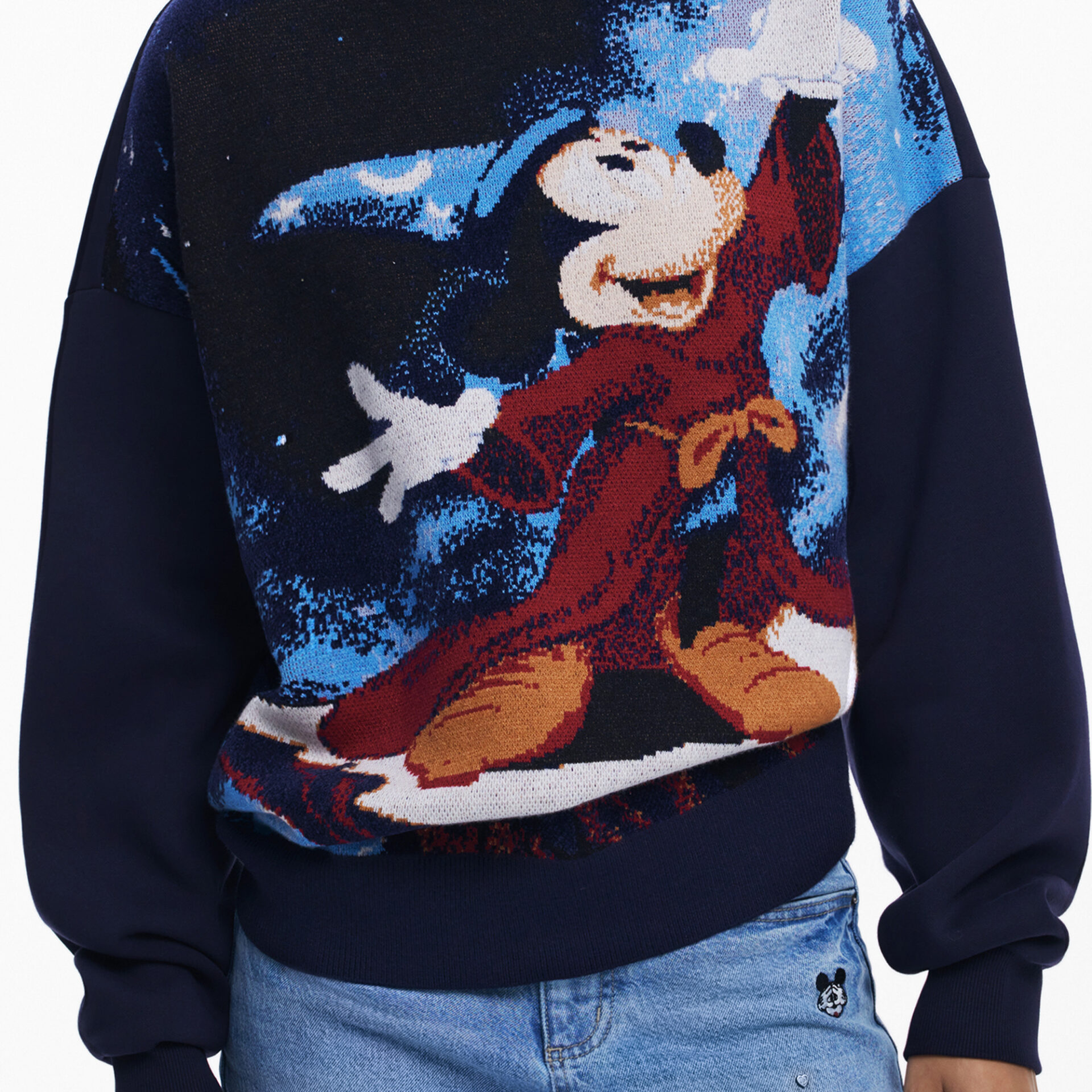 DESIGUAL WOMEN'S BLUE ZIP-UP SWEATSHIRT