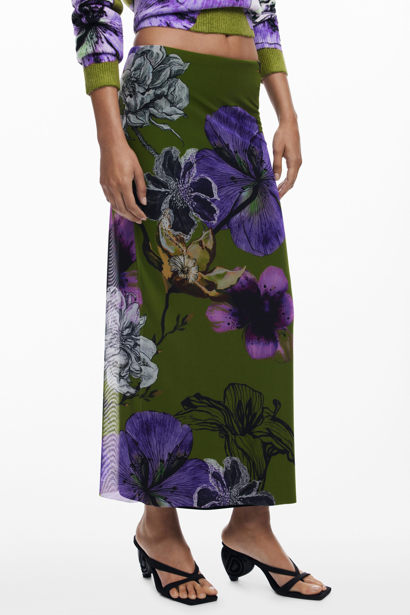 DESIGUAL WOMEN'S LONG GREEN SKIRT DESIGUAL WOMEN'S LONG GREEN SKIRT