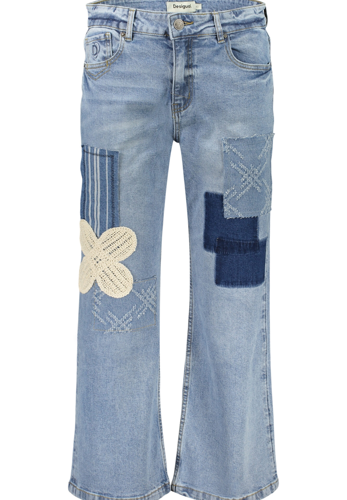 DESIGUAL WOMEN'S DENIM JEANS, BLUE