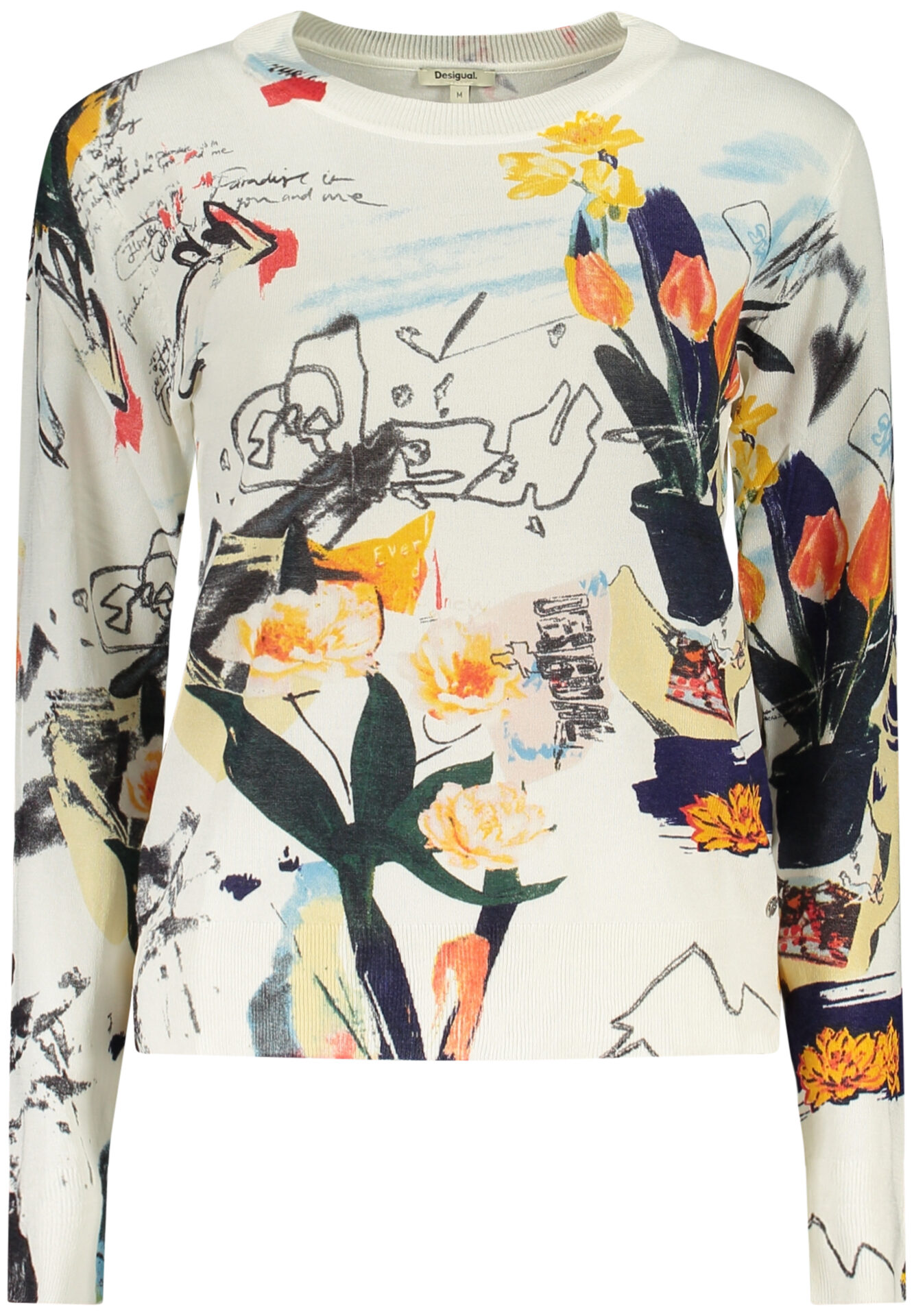 DESIGUAL WOMEN'S WHITE SWEATER