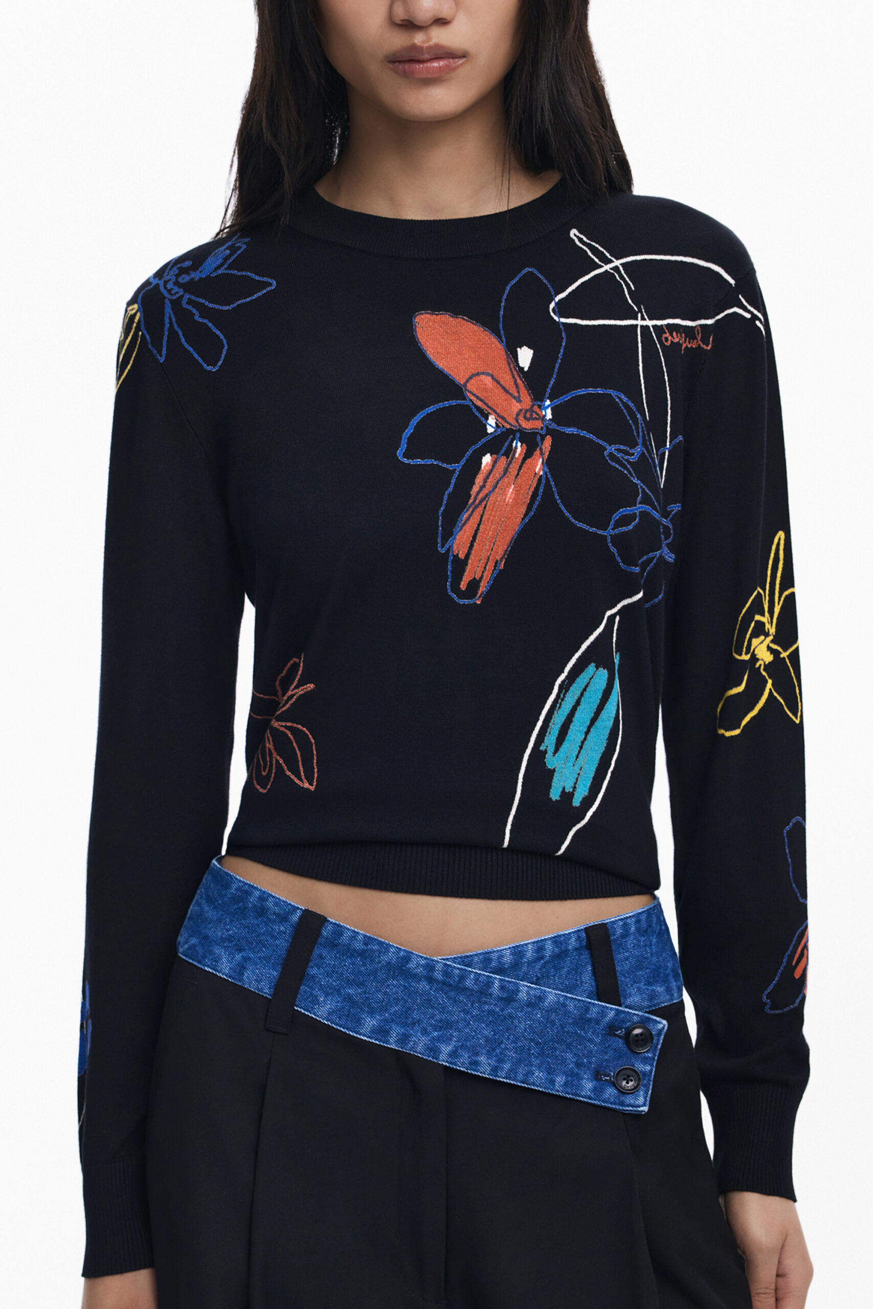 DESIGUAL WOMEN'S BLACK SWEATER DESIGUAL WOMEN'S BLACK SWEATER