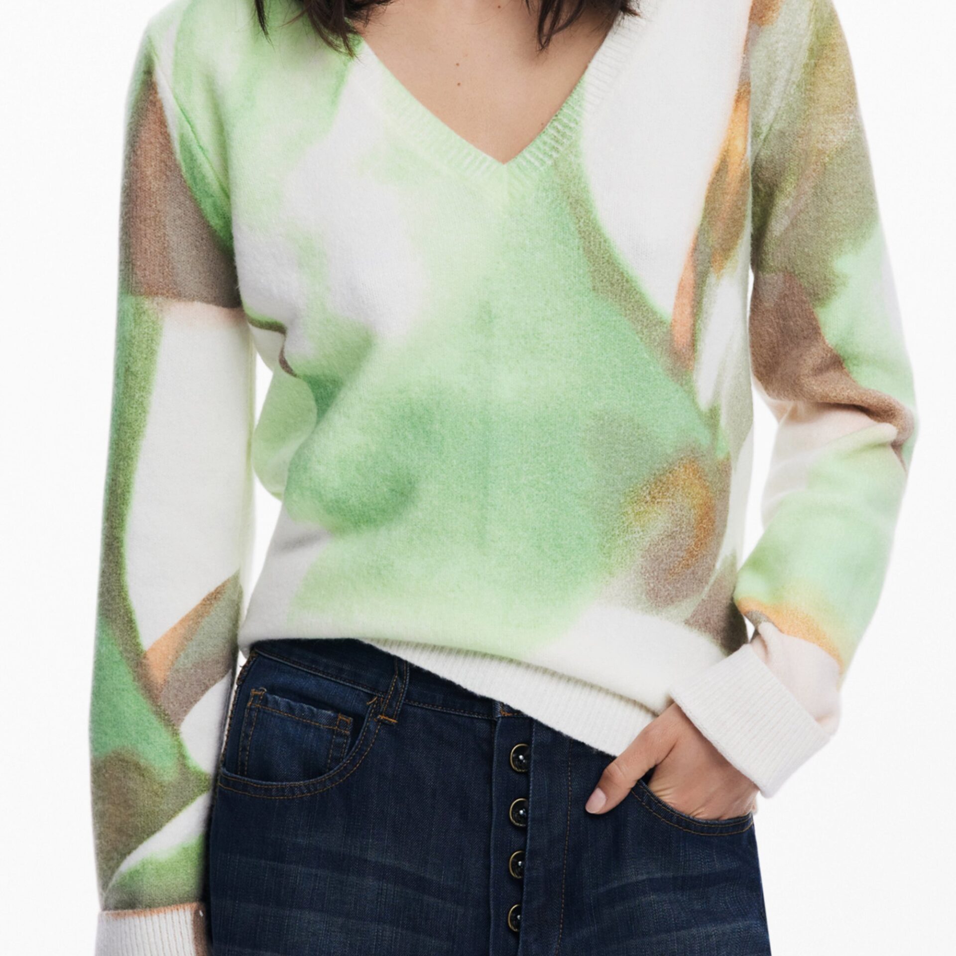 DESIGUAL WOMEN'S GREEN SWEATER