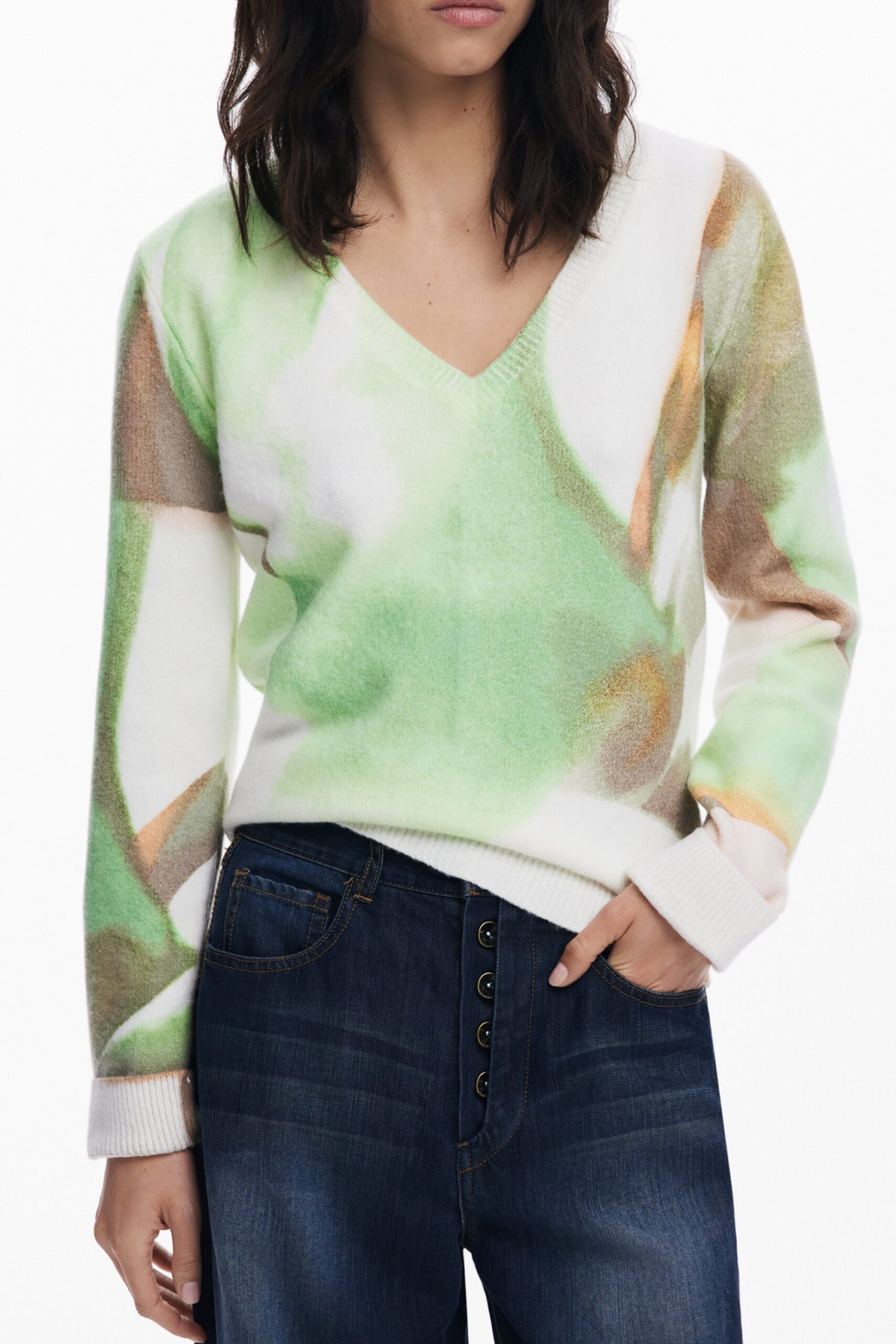 DESIGUAL WOMEN'S GREEN SWEATER DESIGUAL WOMEN'S GREEN SWEATER