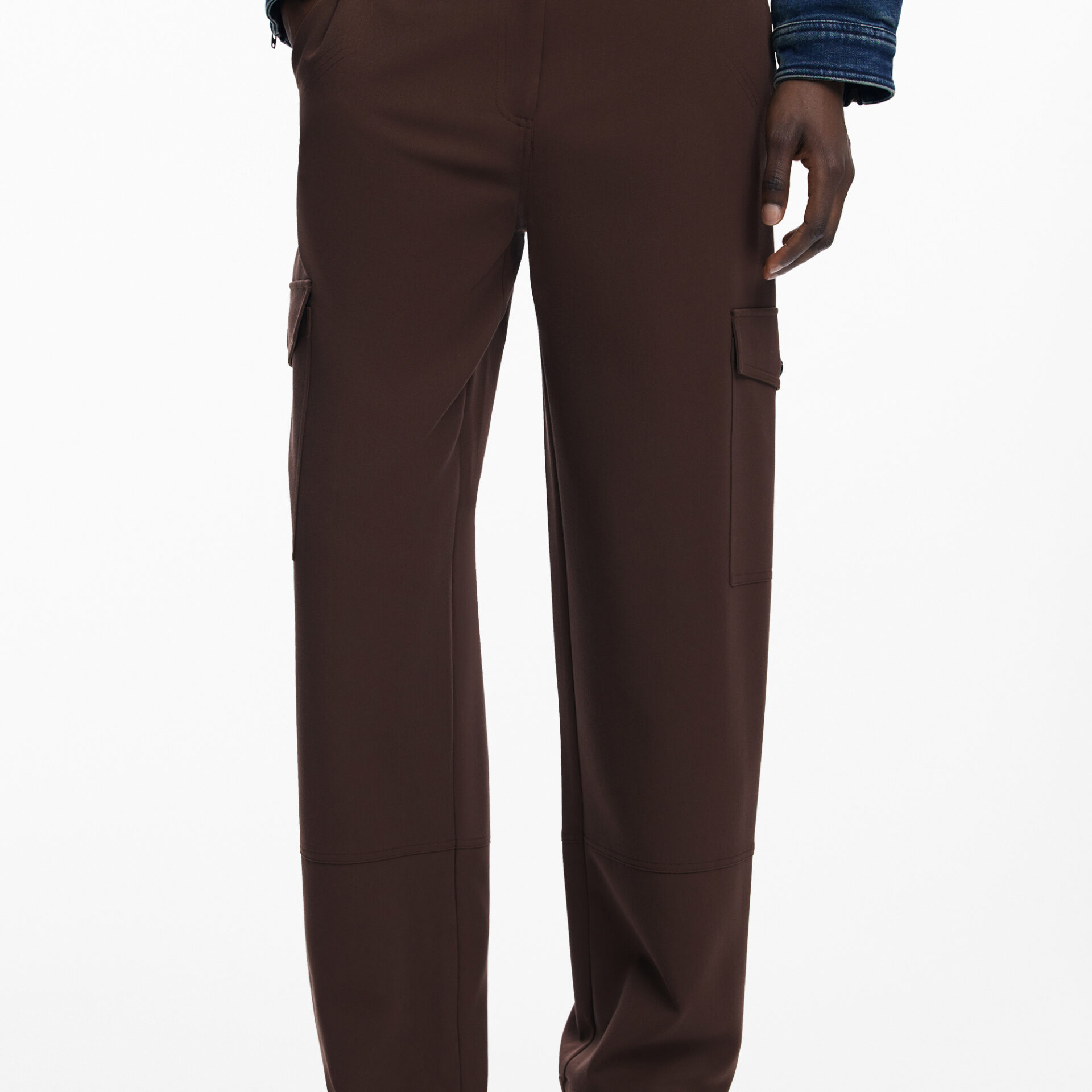DESIGUAL WOMEN'S BROWN TROUSERS