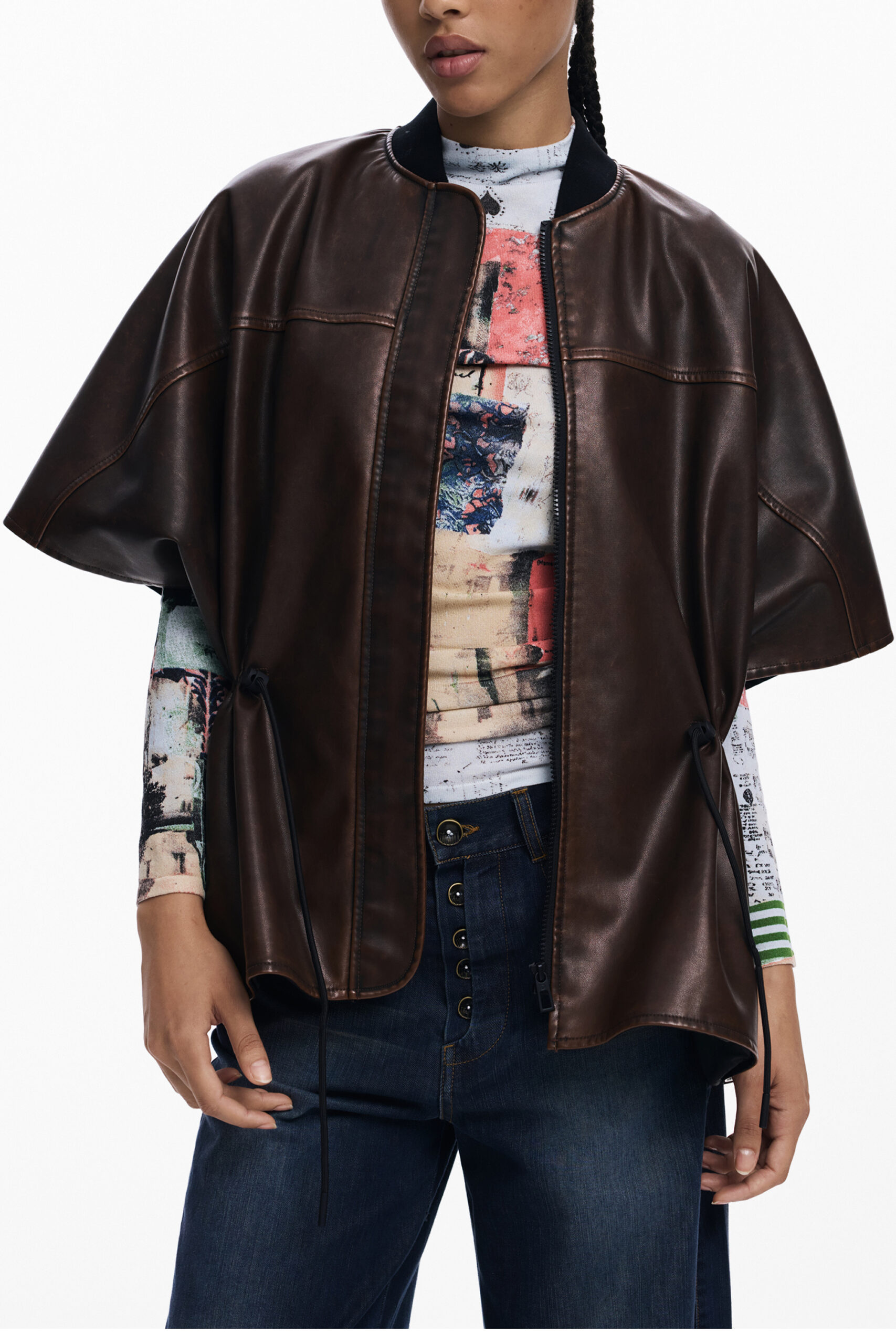 DESIGUAL WOMEN'S BROWN PONCHO DESIGUAL WOMEN'S BROWN PONCHO