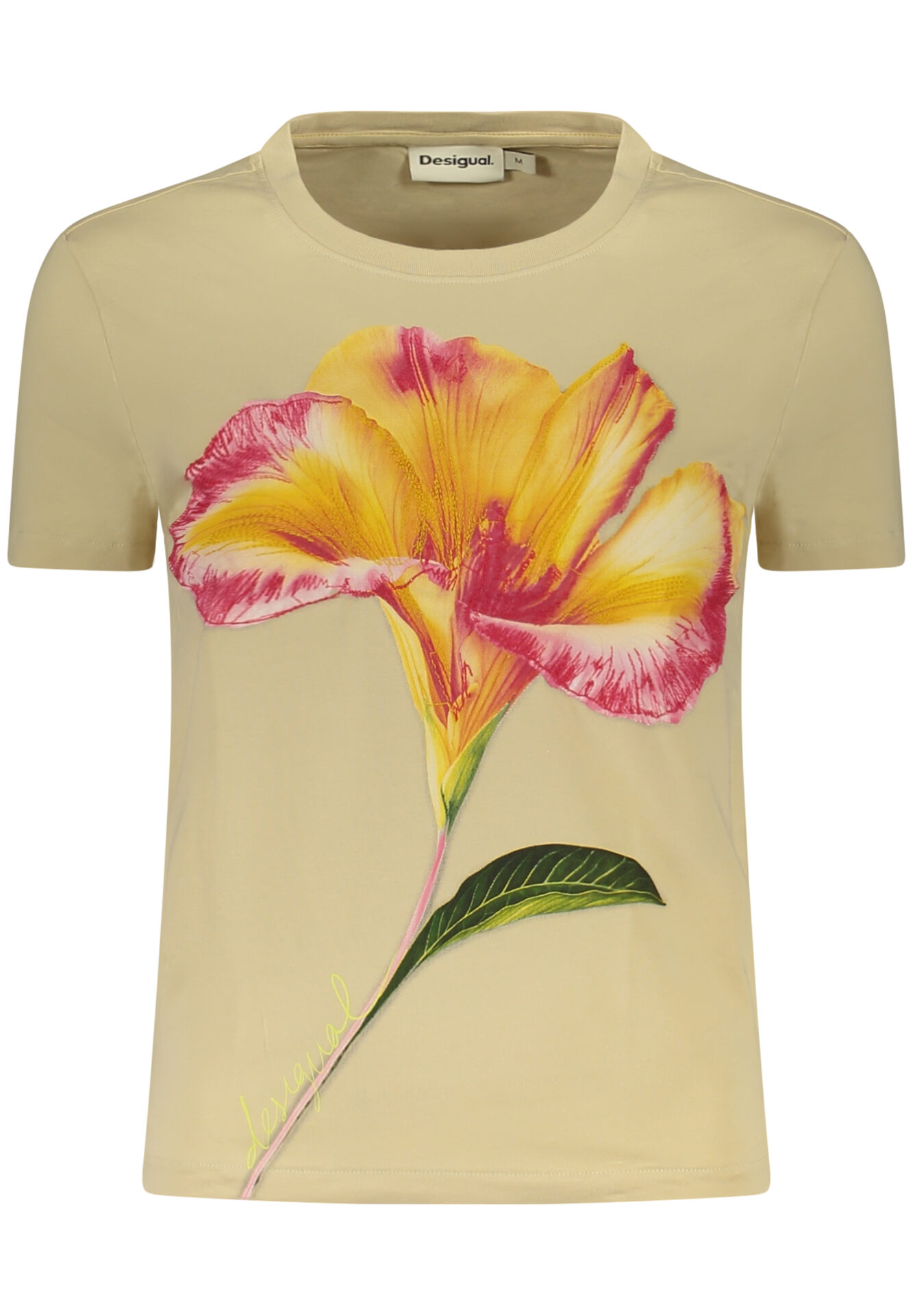 DESIGUAL WOMEN'S SHORT-SLEEVE T-SHIRT BEIGE