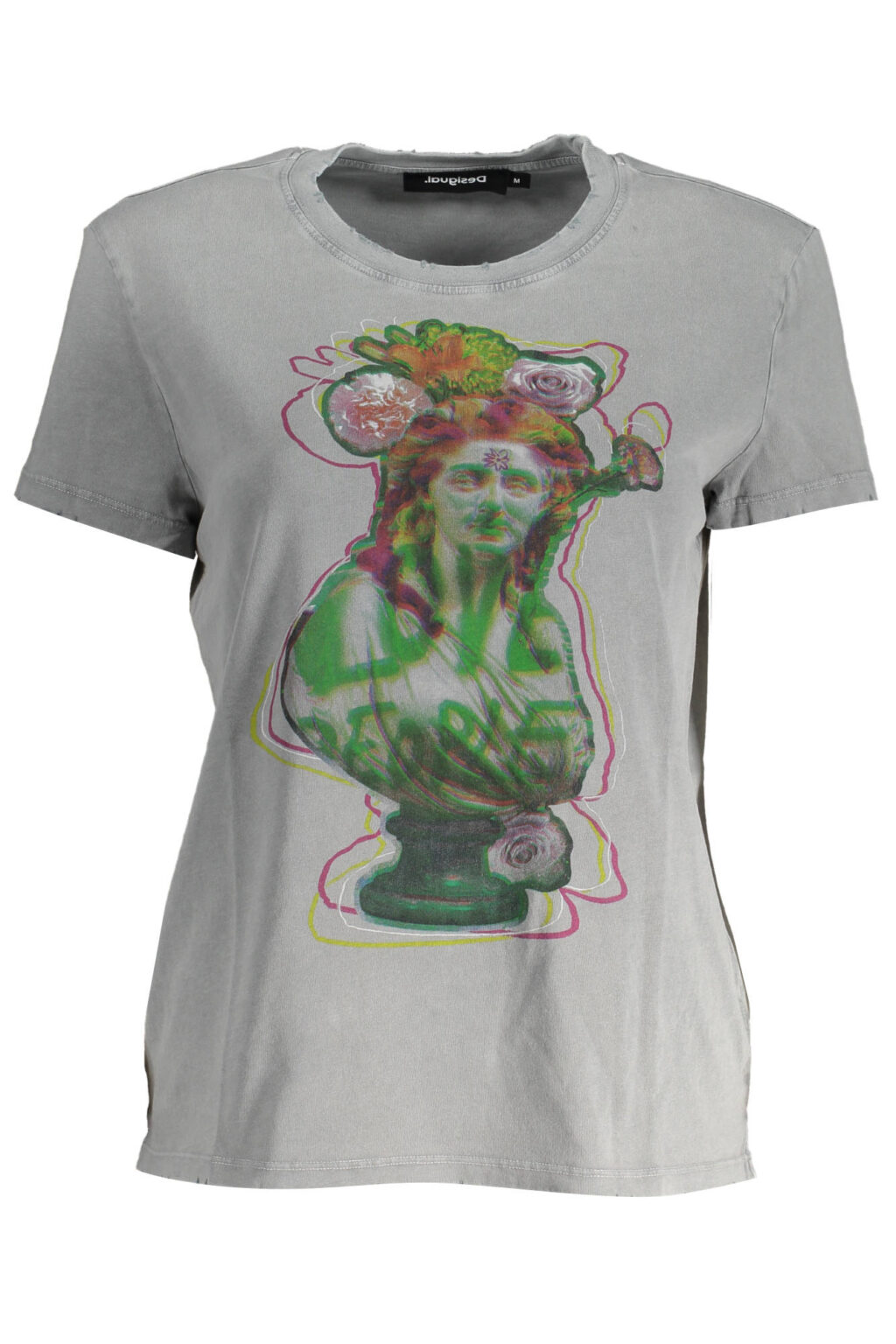 DESIGUAL pilki moteriški marškinėliai trumpomis rankovėmis