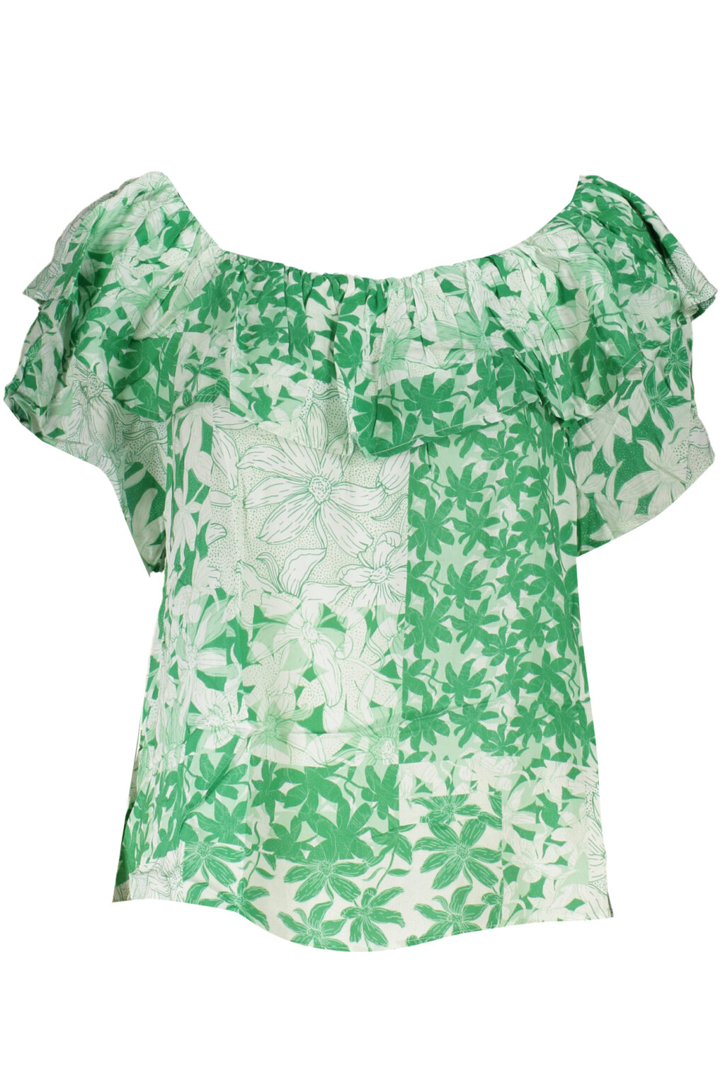 desigualt-shirtmanichecortedonnaverde_1 DESIGUAL žali moteriški marškinėliai trumpomis rankovėmis