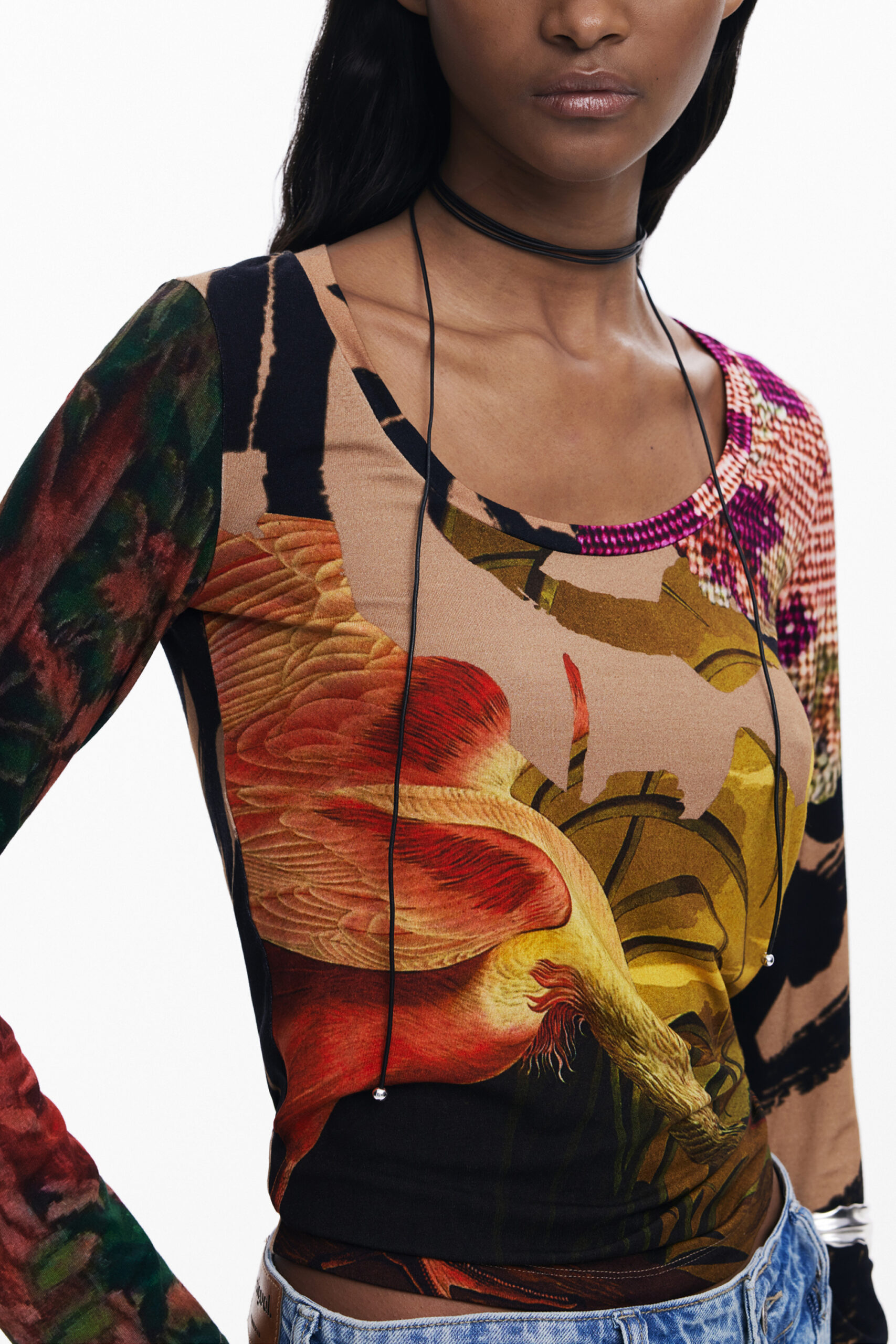 DESIGUAL WOMEN'S LONG-SLEEVED T-SHIRT, BROWN DESIGUAL WOMEN'S LONG-SLEEVED T-SHIRT, BROWN - Image 3