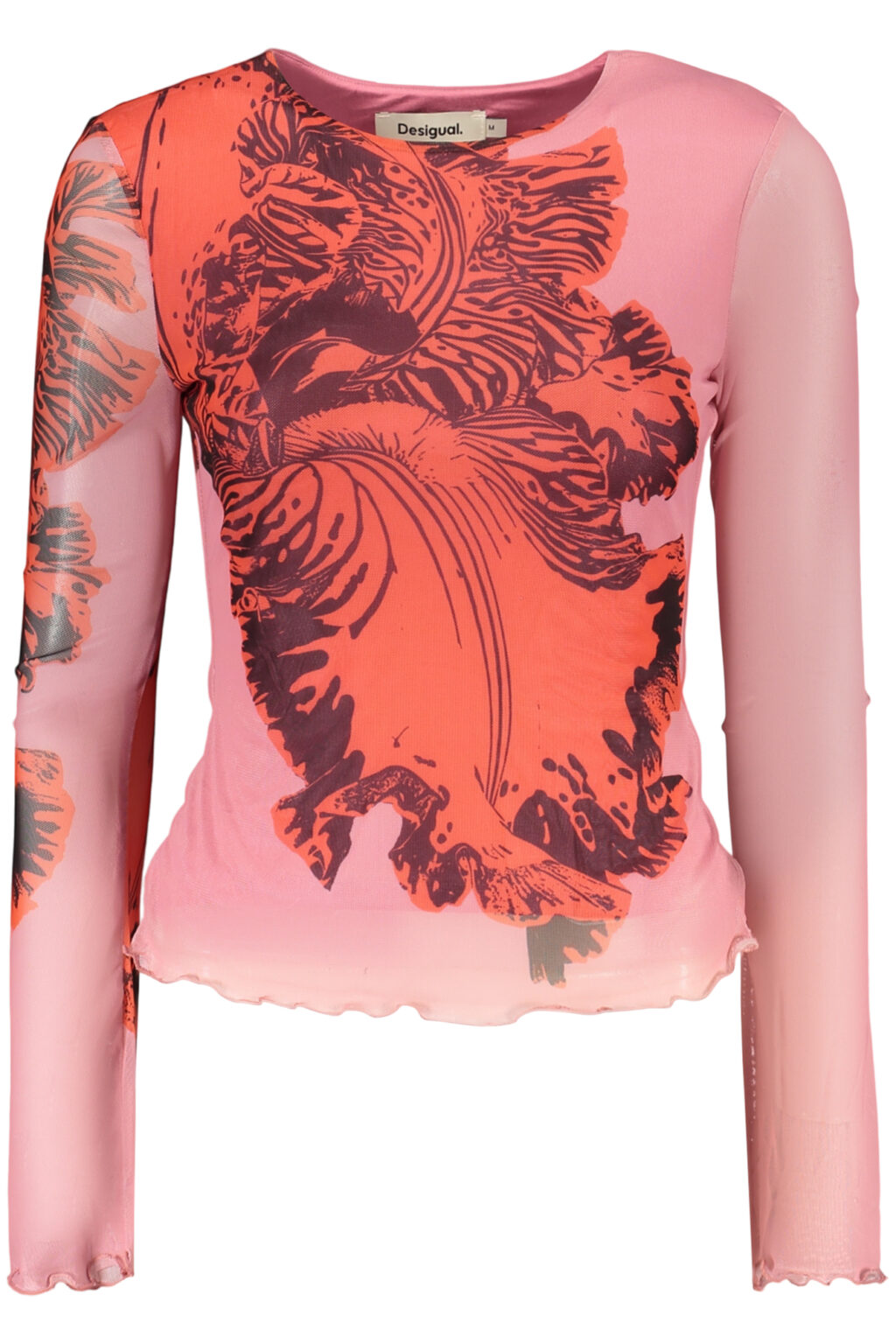desigualt-shirtmanichelunghedonnarosa_1 DESIGUAL rožiniai moteriški marškinėliai ilgomis rankovėmis
