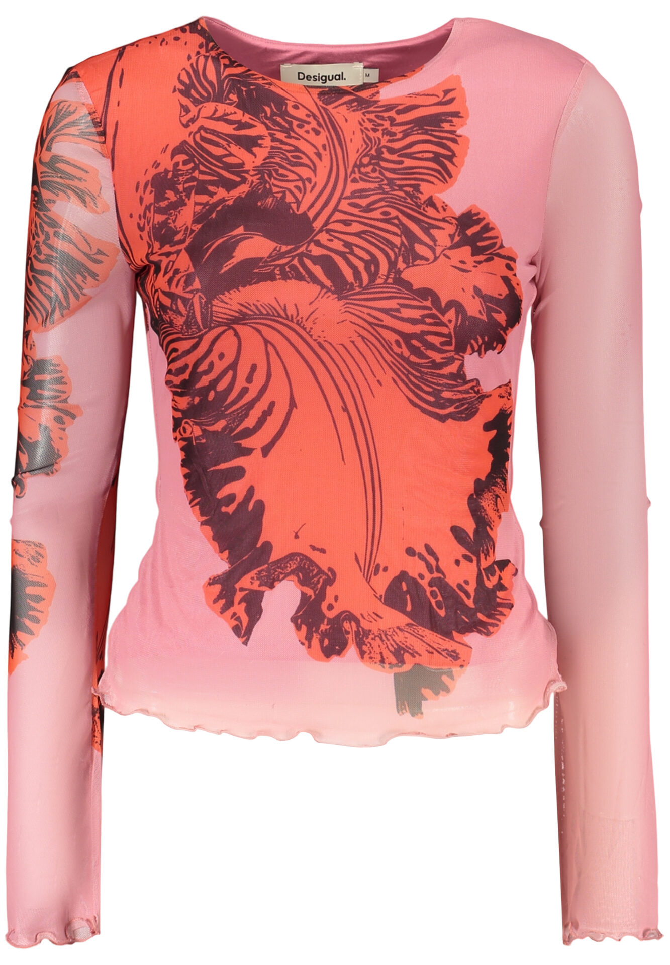 DESIGUAL WOMEN'S PINK LONG-SLEEVE T-SHIRT