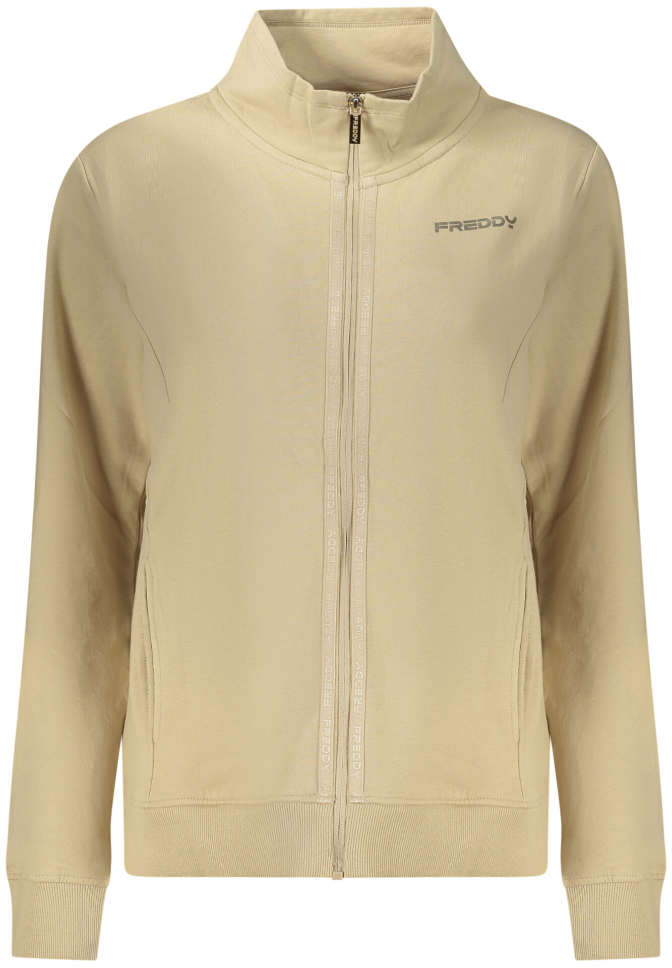 FREDDY WOMEN'S BEIGE ZIP-UP SWEATSHIRT
