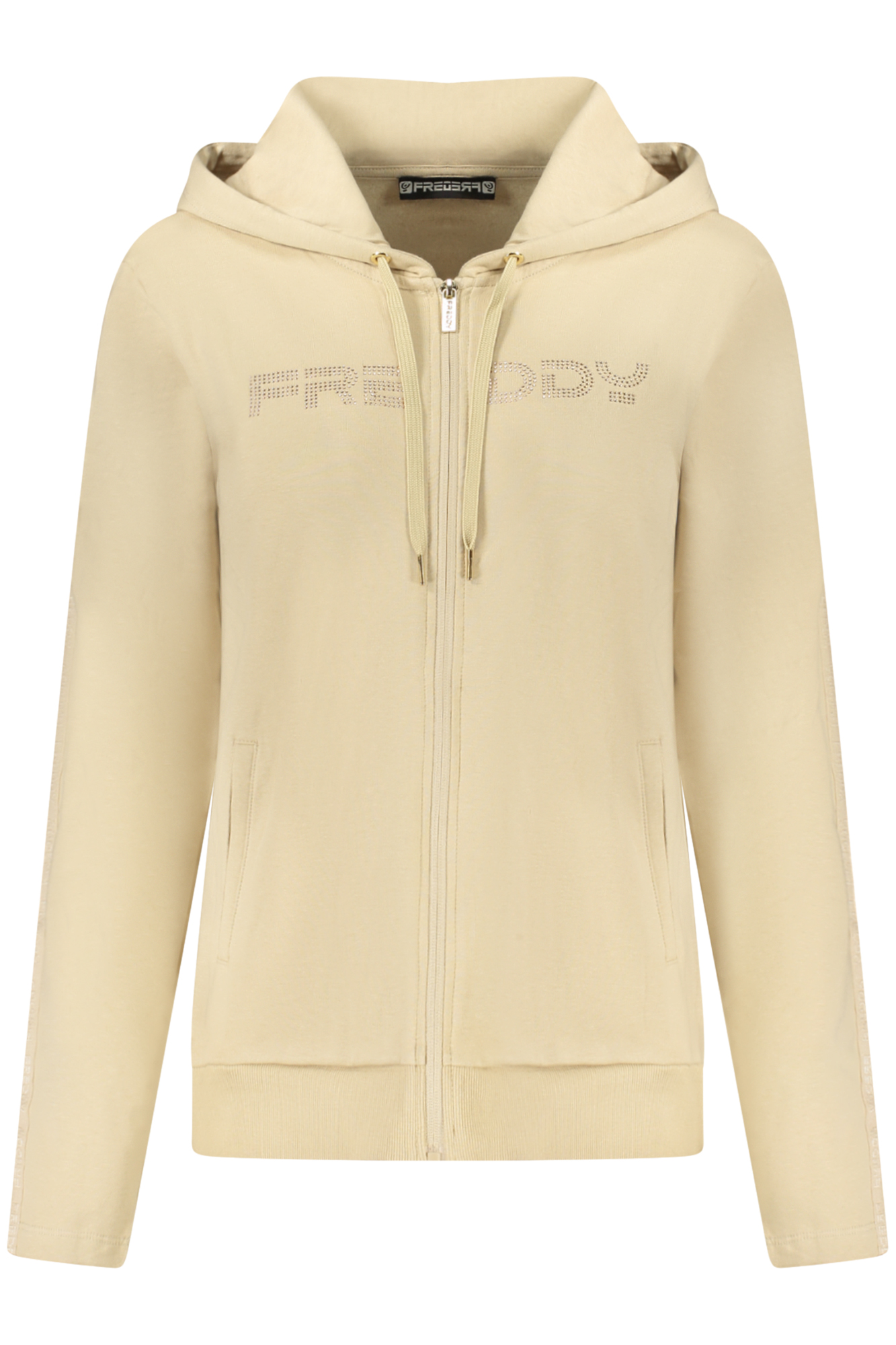 FREDDY WOMEN'S BEIGE ZIP-UP SWEATSHIRT FREDDY WOMEN'S BEIGE ZIP-UP SWEATSHIRT