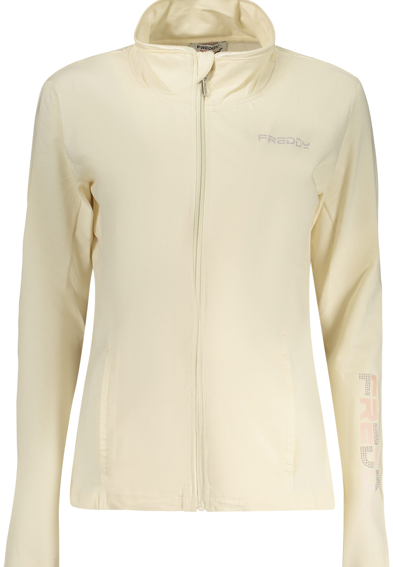 FREDDY WOMEN'S BEIGE ZIP-UP SWEATSHIRT