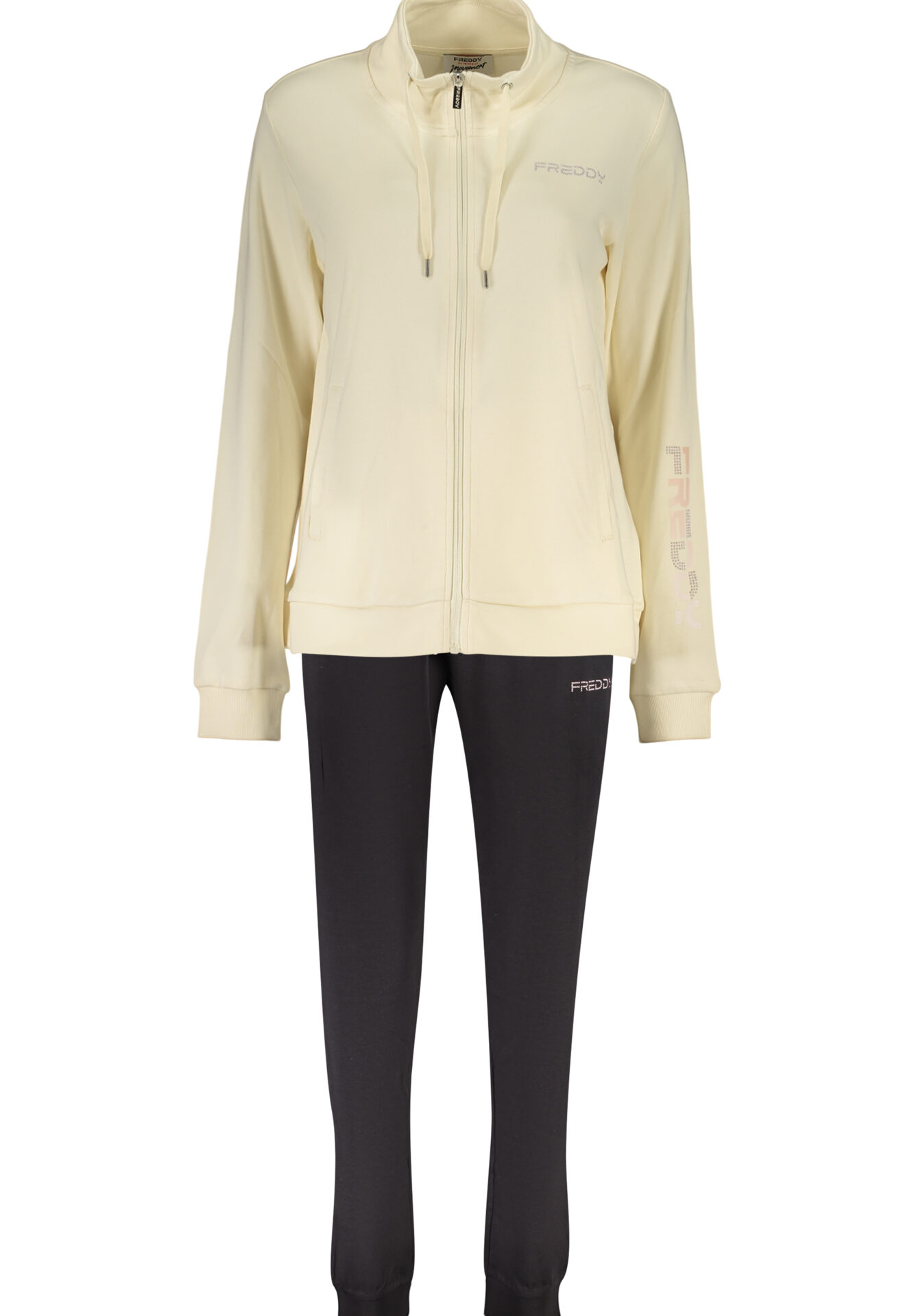 FREDDY WOMEN'S BEIGE ZIP-UP SWEATSHIRT
