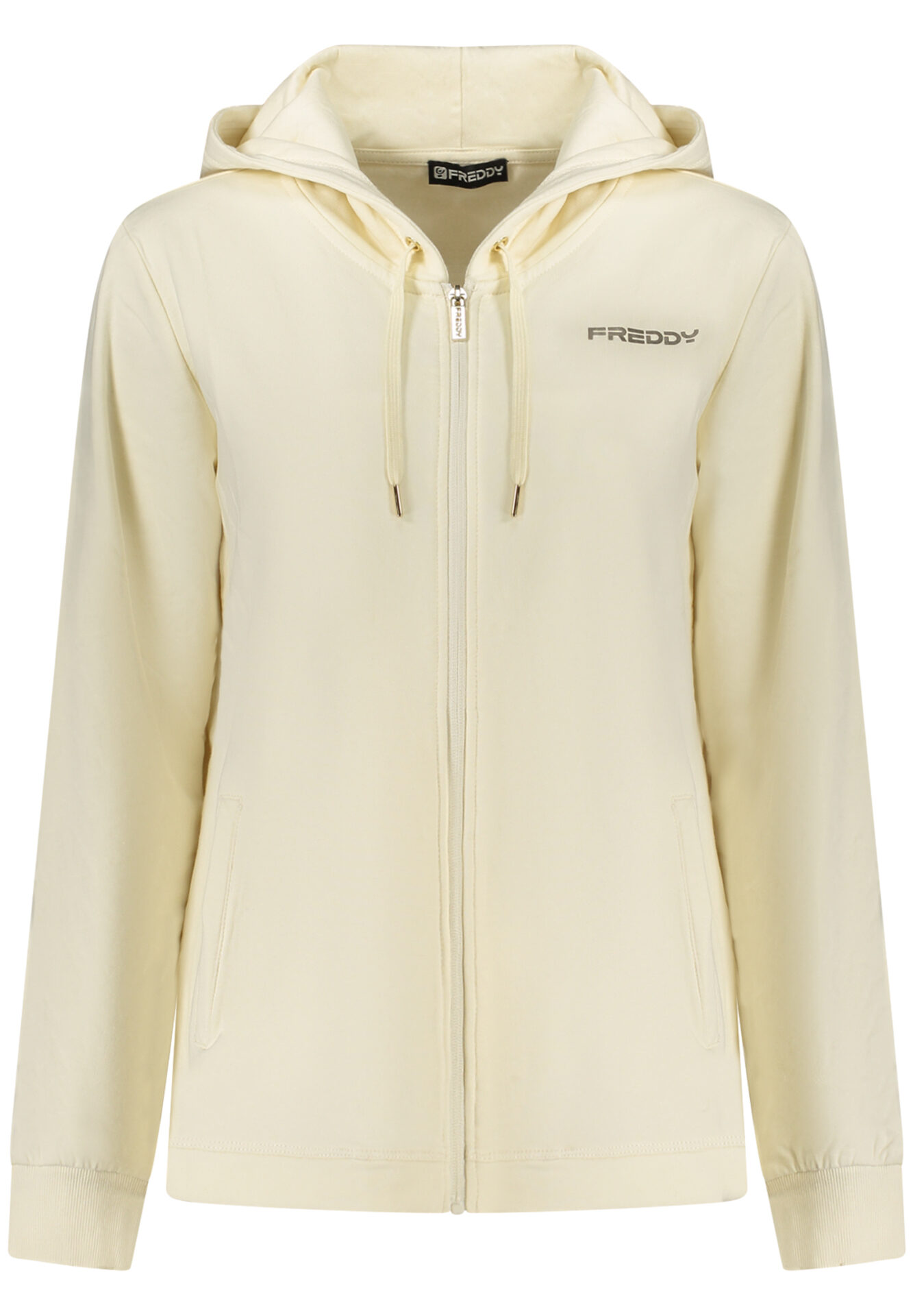 FREDDY WOMEN'S WHITE ZIP-UP SWEATSHIRT