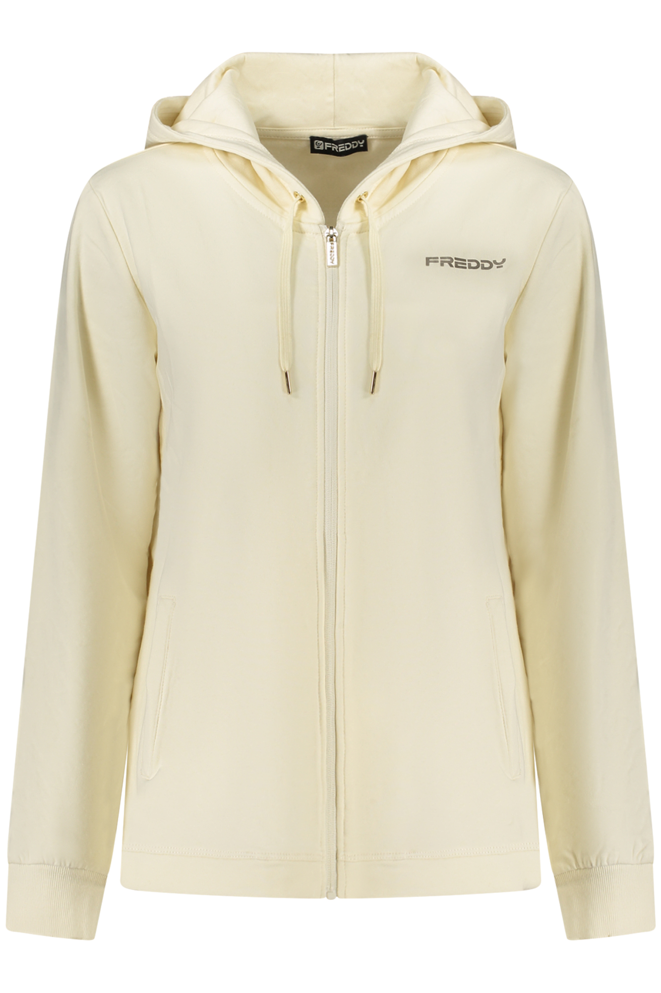 FREDDY WOMEN'S WHITE ZIP-UP SWEATSHIRT FREDDY WOMEN'S WHITE ZIP-UP SWEATSHIRT