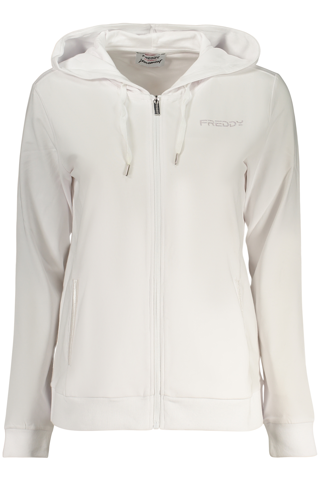 FREDDY WOMEN'S WHITE ZIP-UP SWEATSHIRT FREDDY WOMEN'S WHITE ZIP-UP SWEATSHIRT