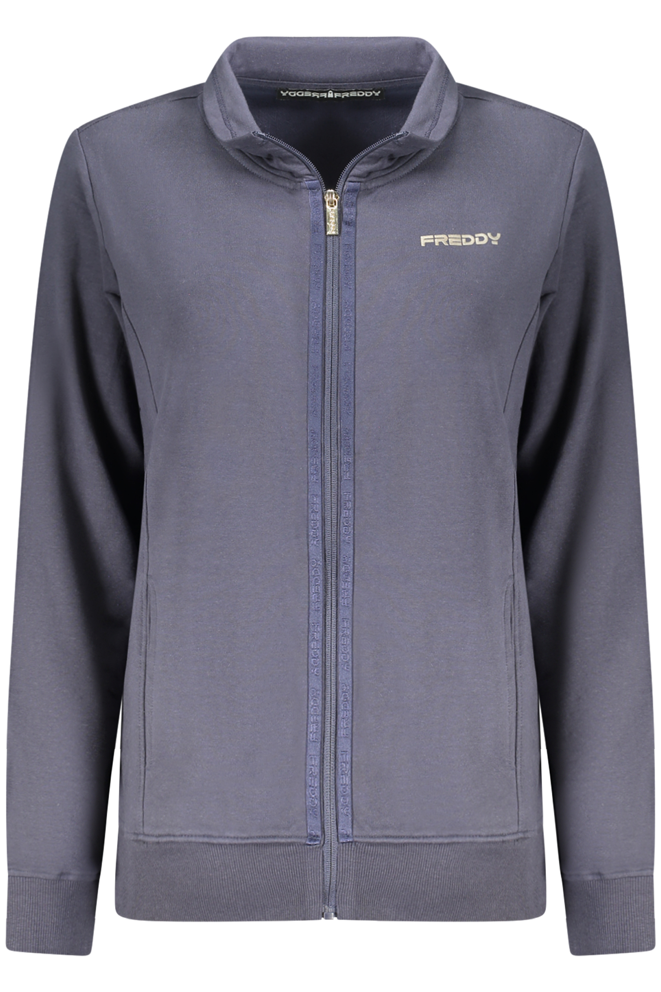 FREDDY WOMEN'S BLUE ZIP-UP SWEATSHIRT FREDDY WOMEN'S BLUE ZIP-UP SWEATSHIRT