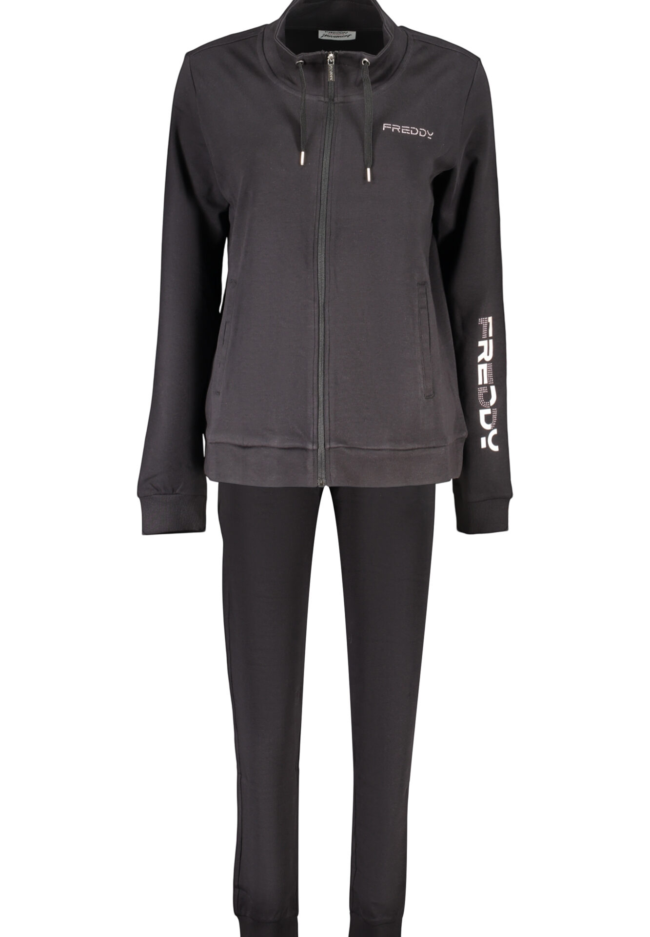 FREDDY WOMEN'S BLACK ZIP-UP SWEATSHIRT