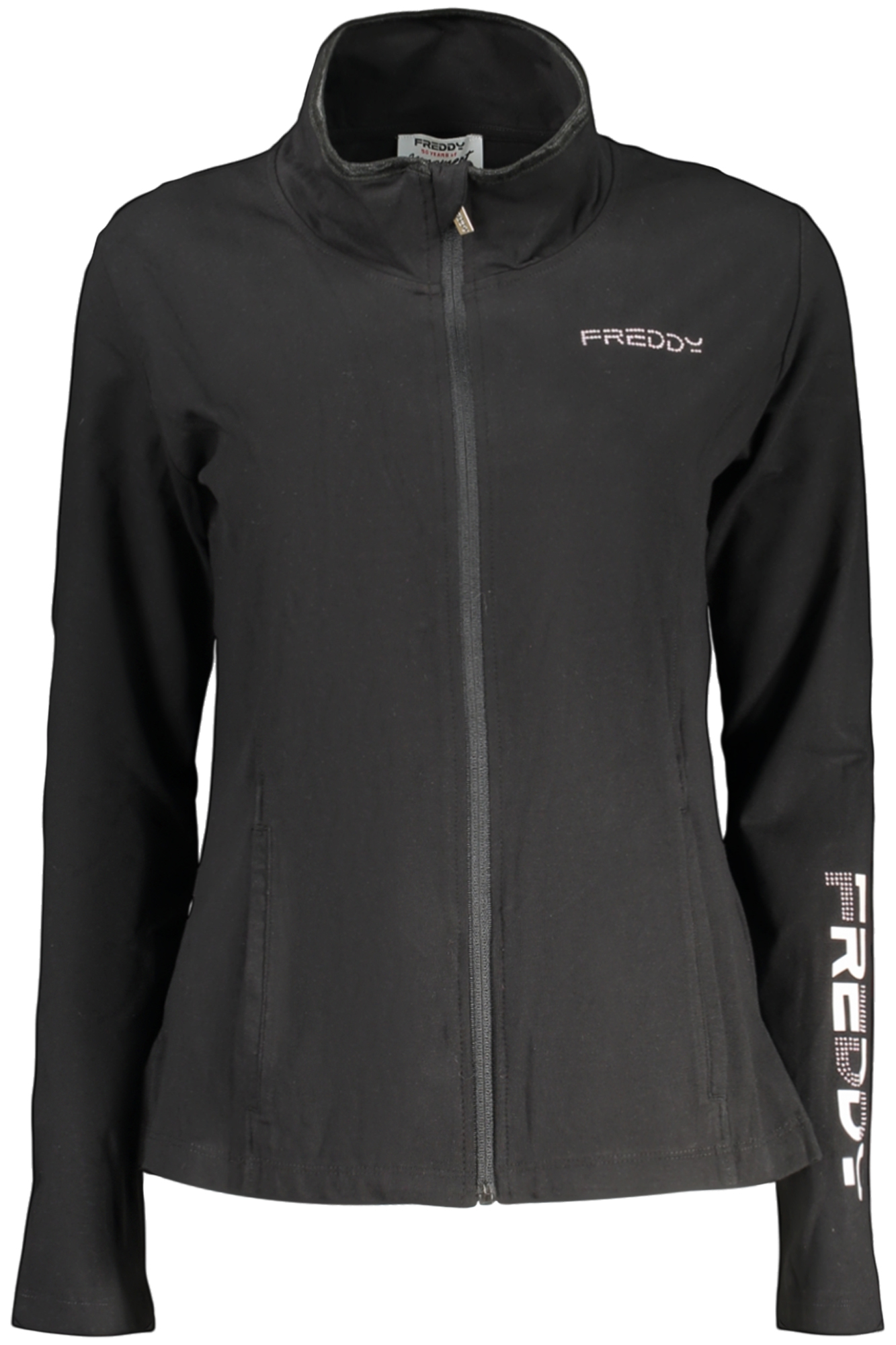 FREDDY WOMEN'S BLACK ZIP-UP SWEATSHIRT FREDDY WOMEN'S BLACK ZIP-UP SWEATSHIRT