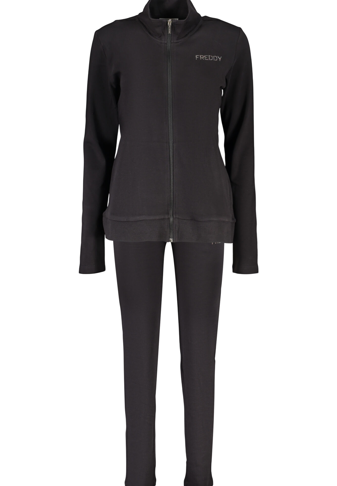 FREDDY WOMEN'S BLACK ZIP-UP SWEATSHIRT