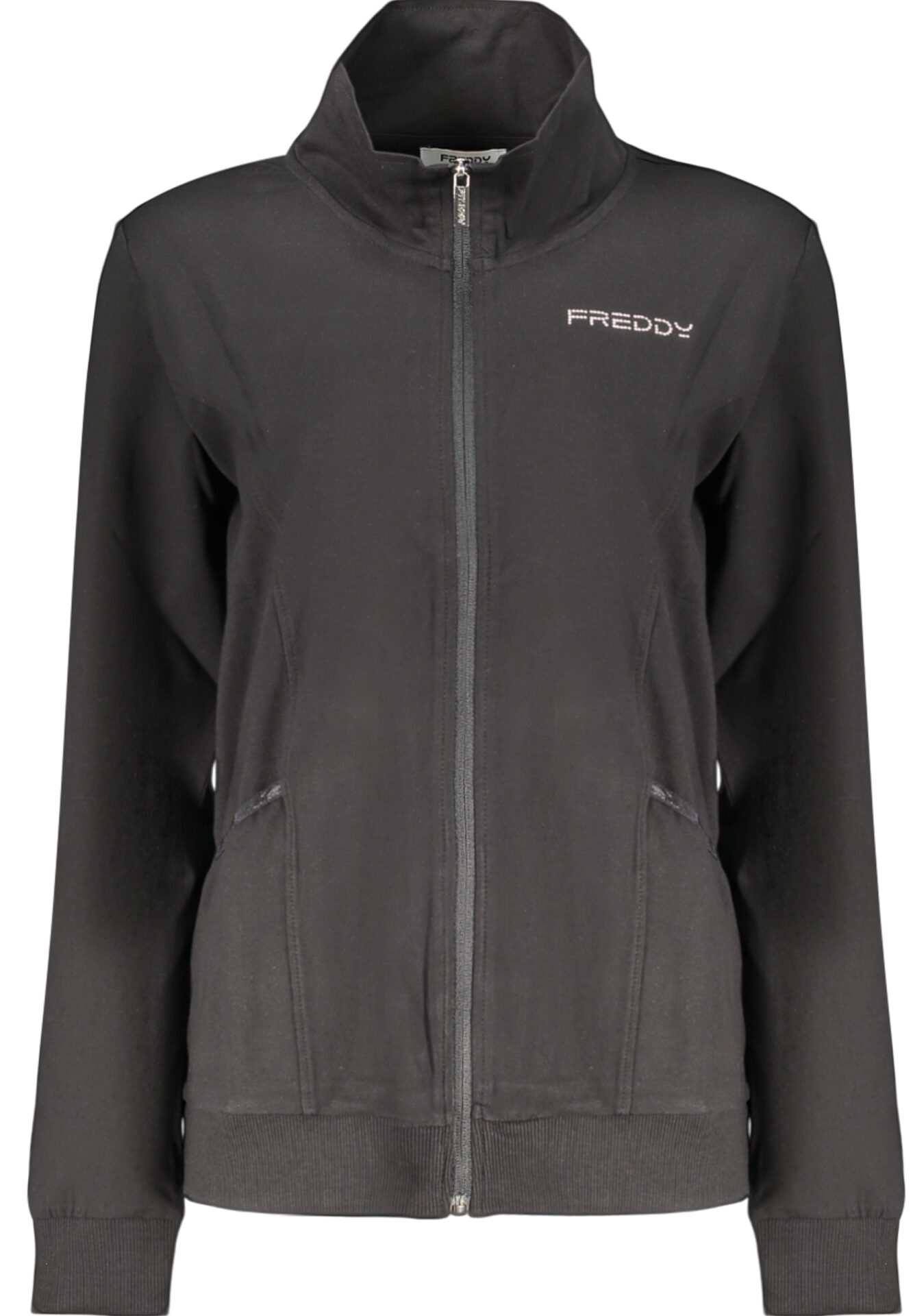 FREDDY WOMEN'S BLACK ZIP-UP SWEATSHIRT