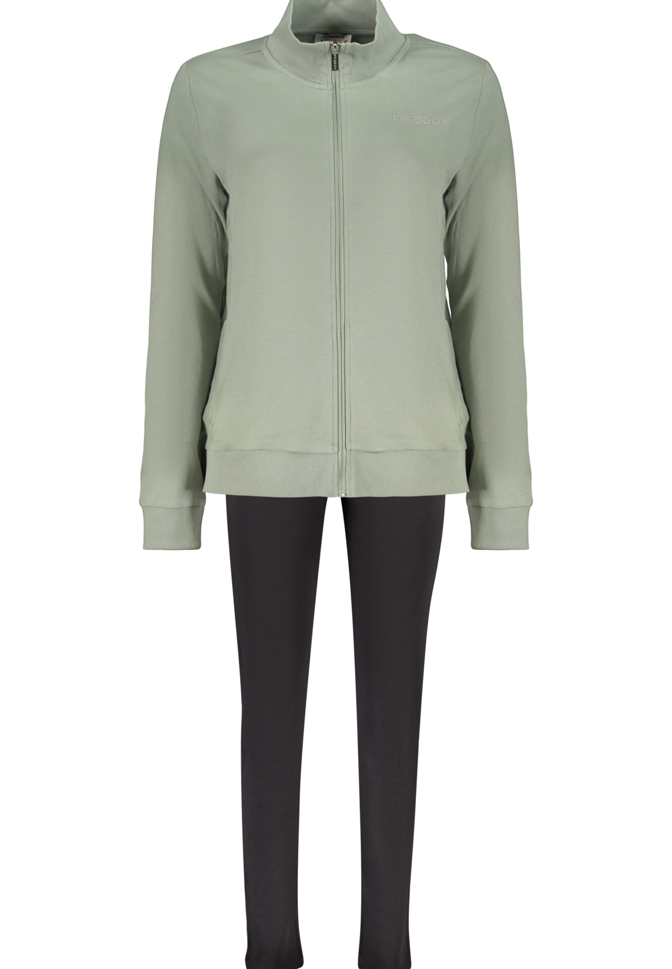 FREDDY WOMEN'S GREEN ZIP-UP SWEATSHIRT